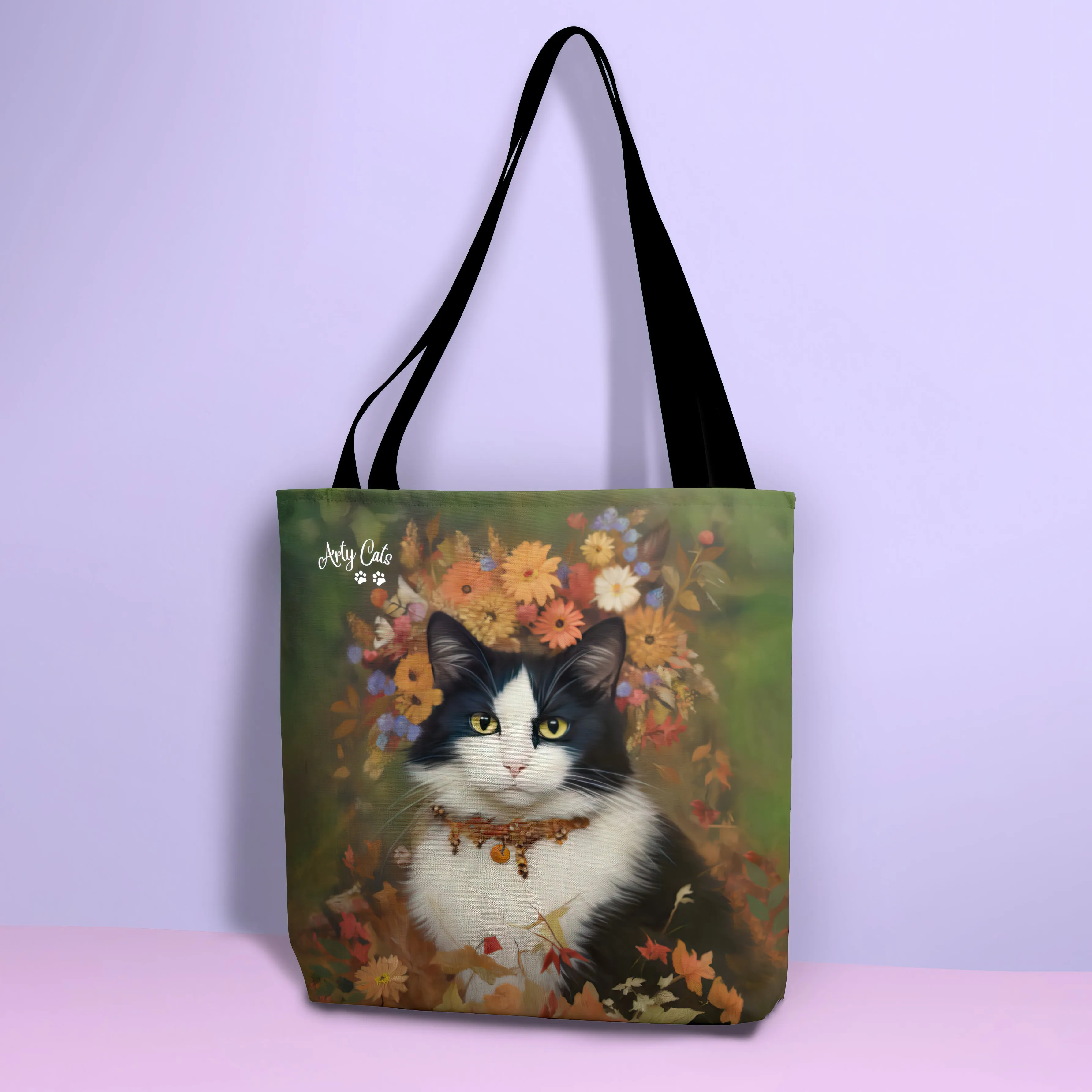 The Woodland Cat, Art Printed Bag, All Purpose Designer Tote Bag