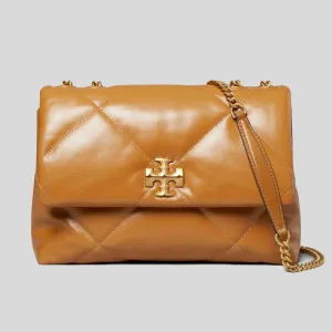 TORY BURCH Kira Diamond Quilt Convertible Shoulder Bag Tan 154704