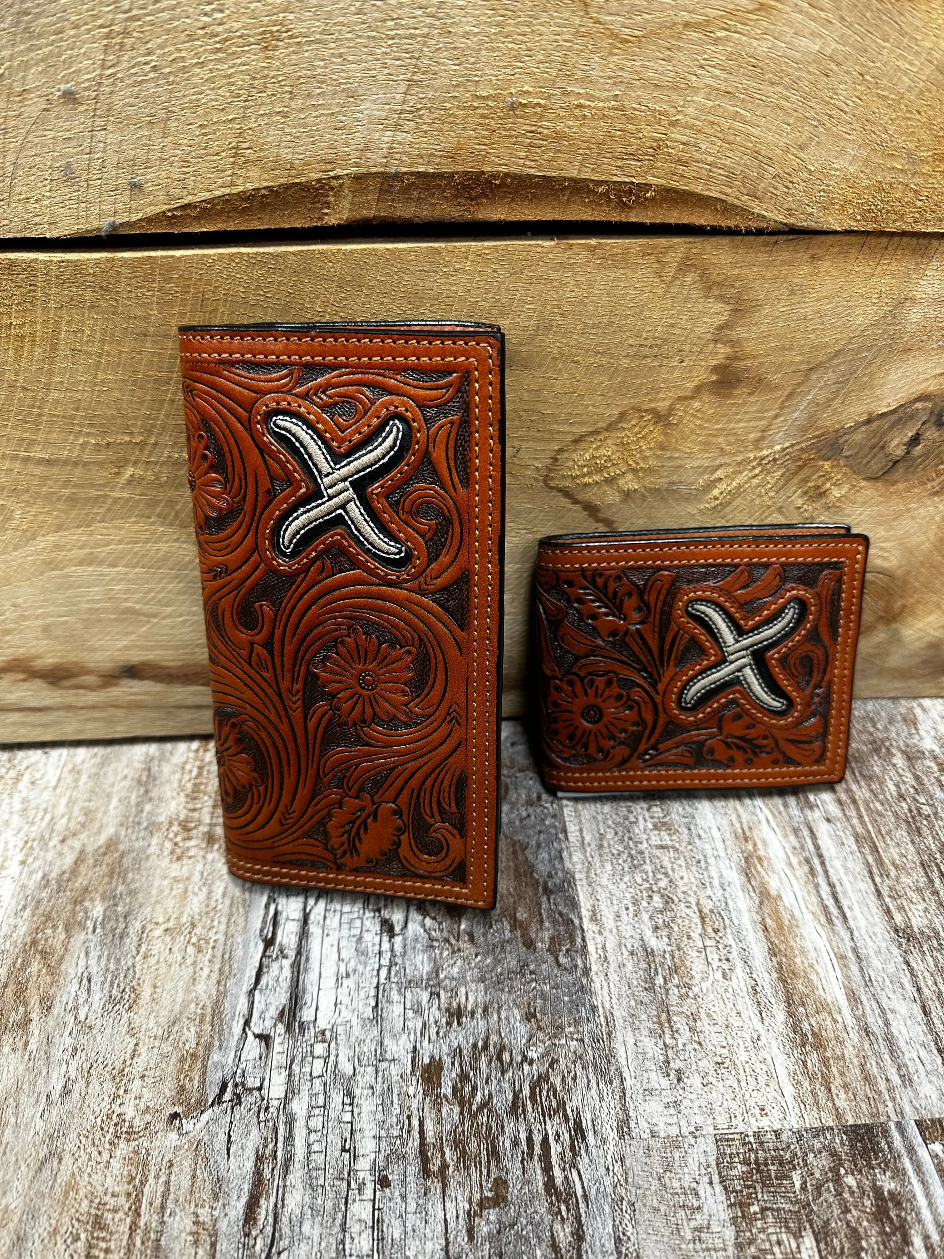 Twisted X Scrolled with Beige “X" Emblem Wallet