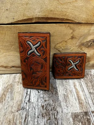 Twisted X Scrolled with Beige “X" Emblem Wallet