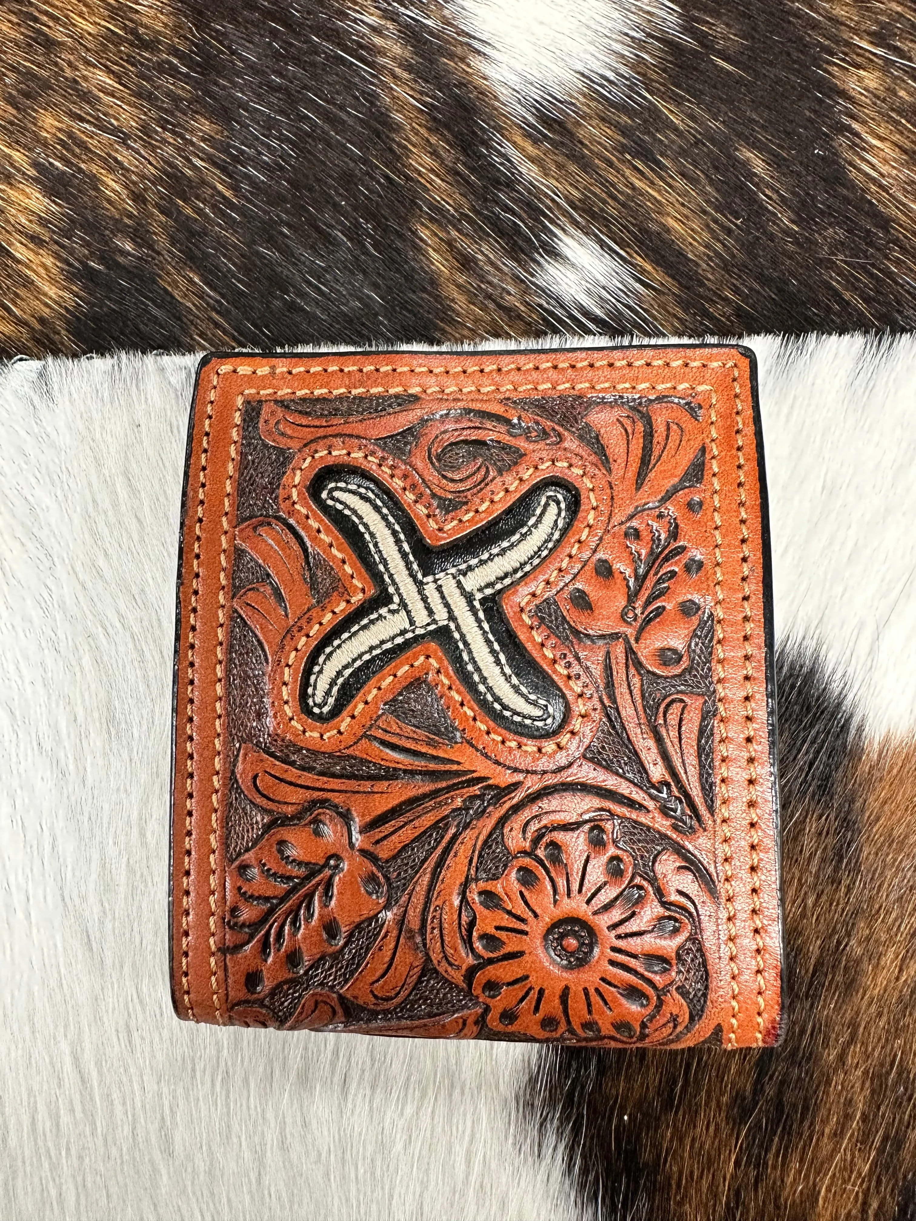 Twisted X Scrolled with Beige “X" Emblem Wallet