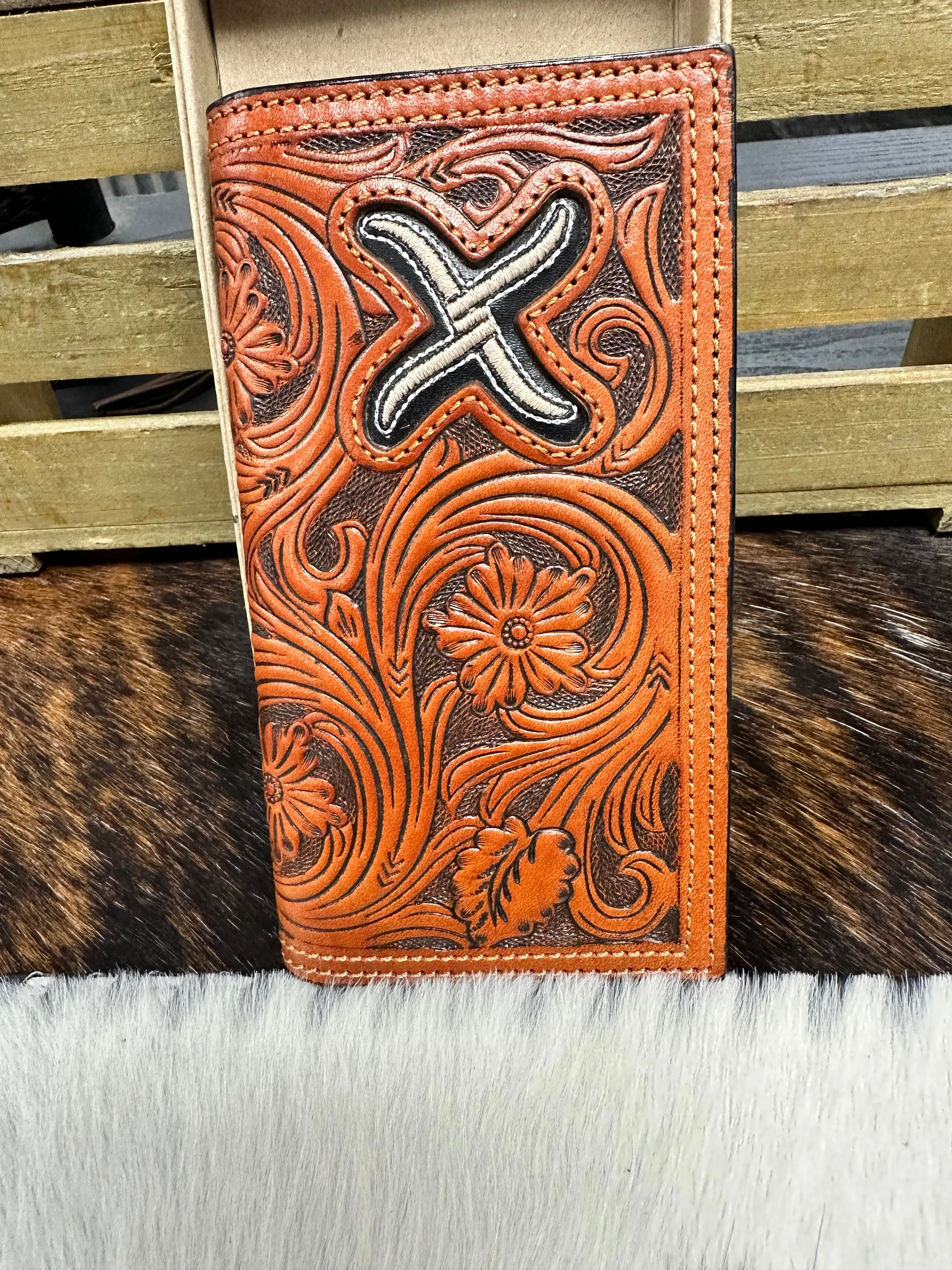 Twisted X Scrolled with Beige “X" Emblem Wallet