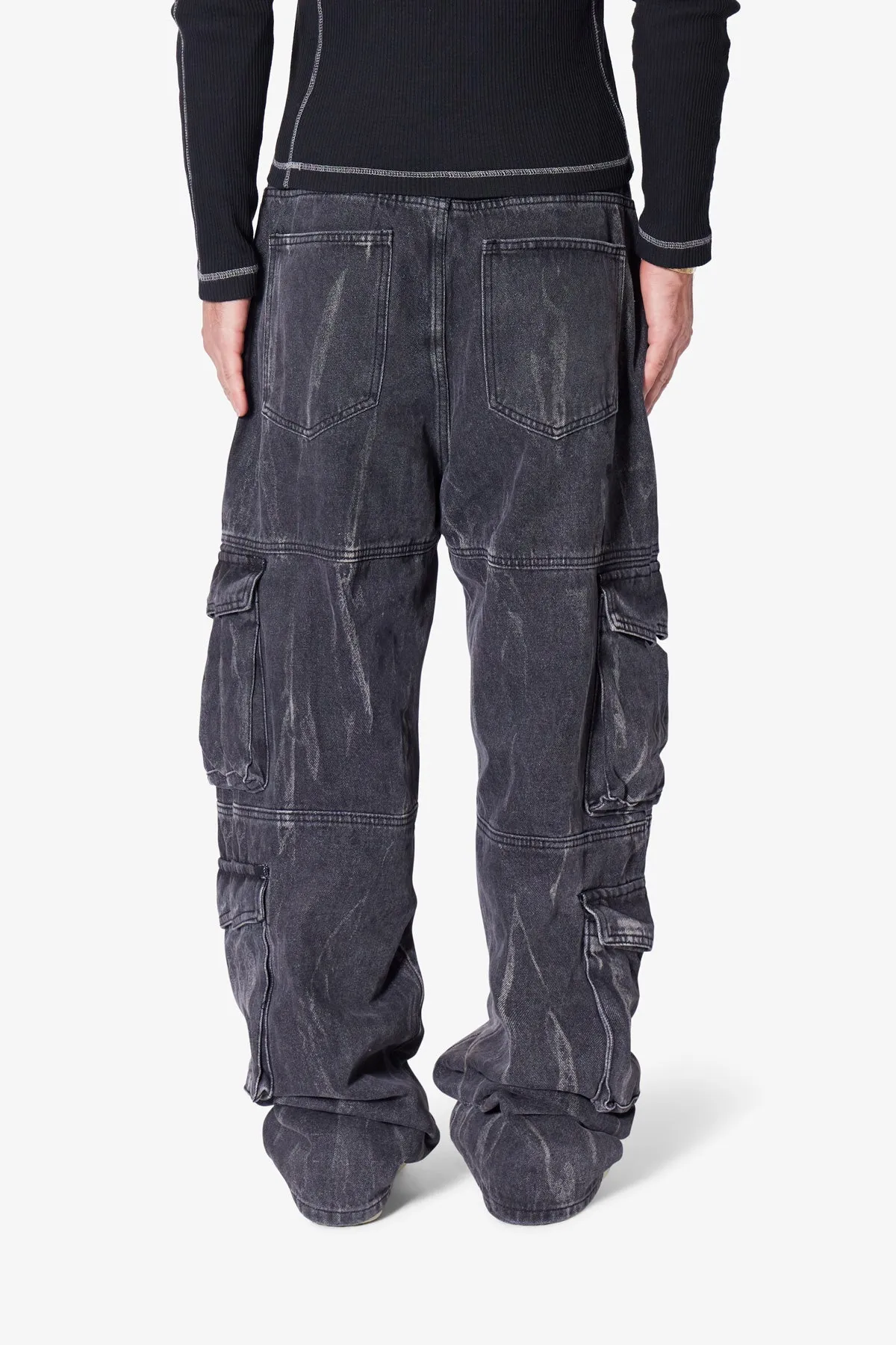 Ultra Baggy Asphalt Cargo Denim - Washed Black