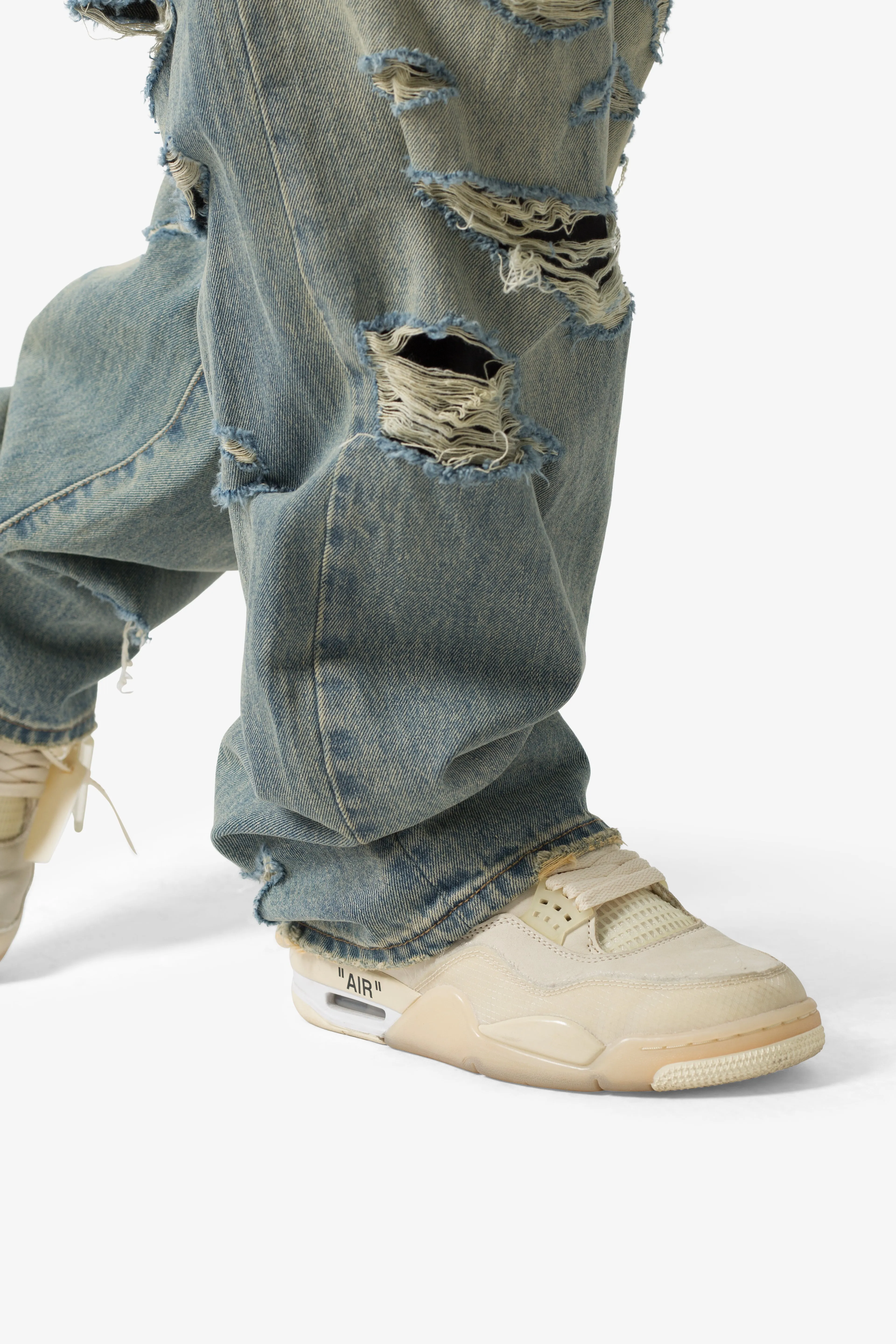 Ultra Baggy Distressed Denim - Vintage Blue