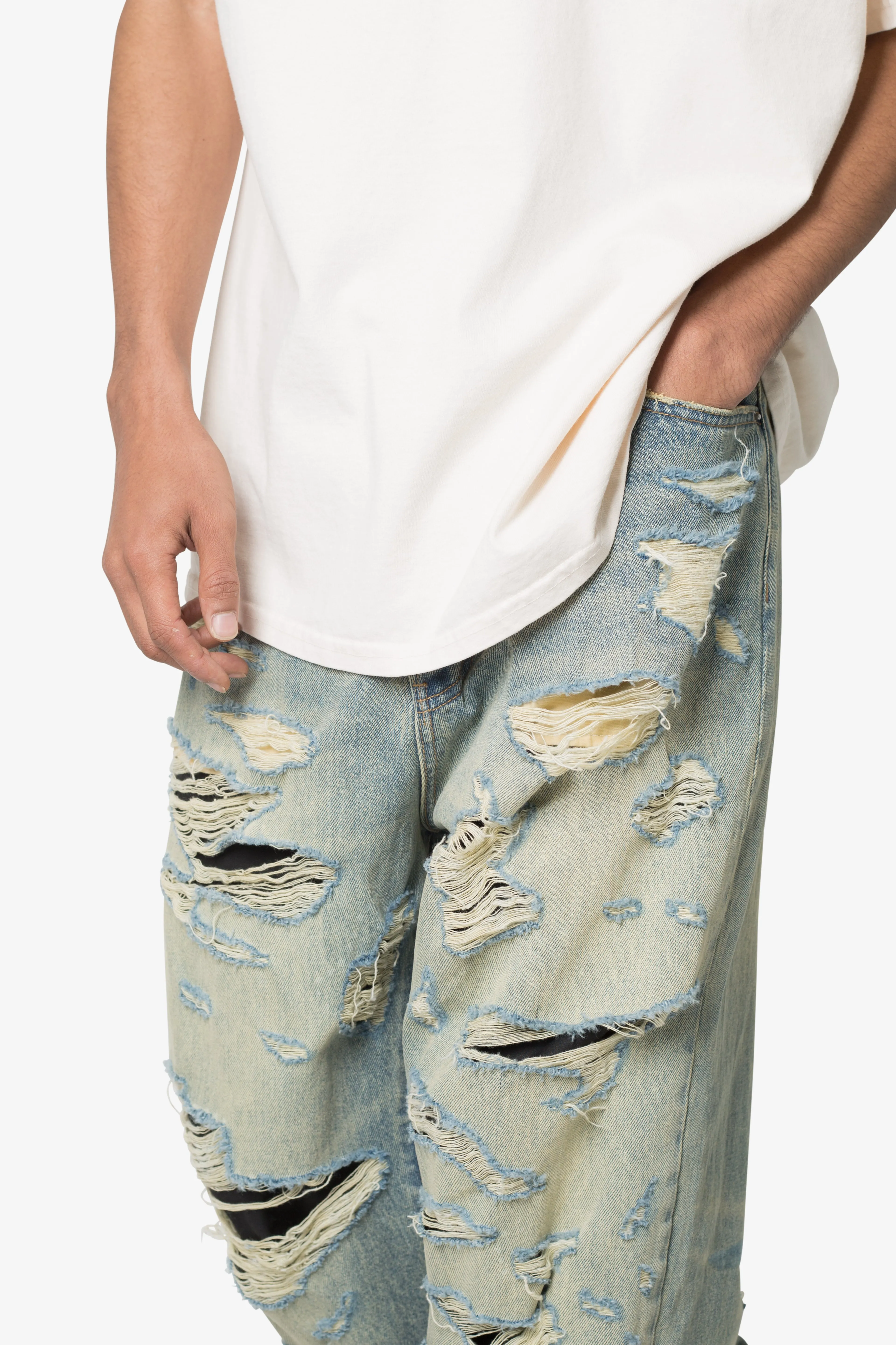 Ultra Baggy Distressed Denim - Vintage Blue