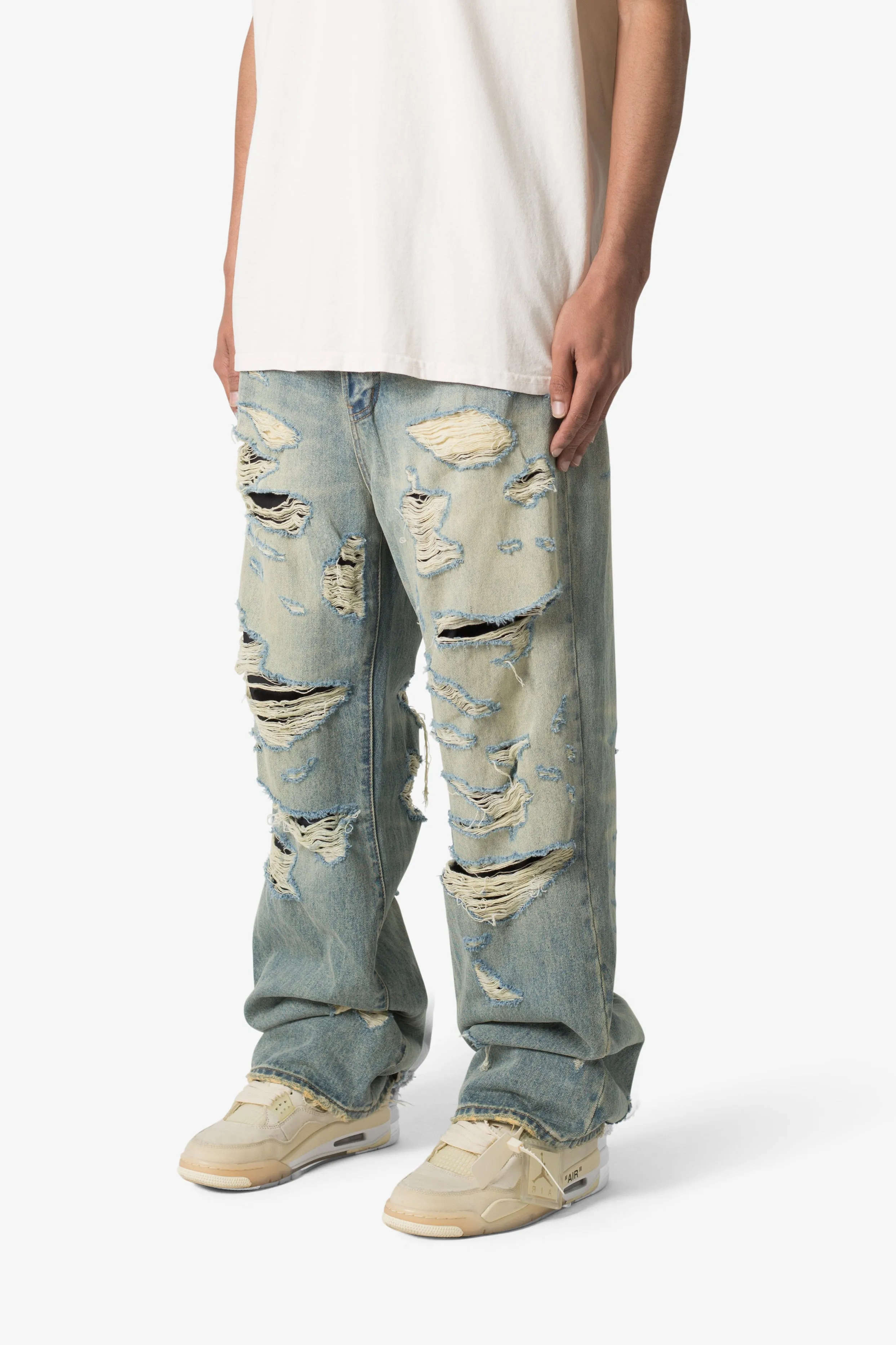 Ultra Baggy Distressed Denim - Vintage Blue