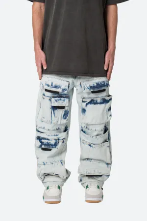 Ultra Baggy Spray Cargo Denim - Blue