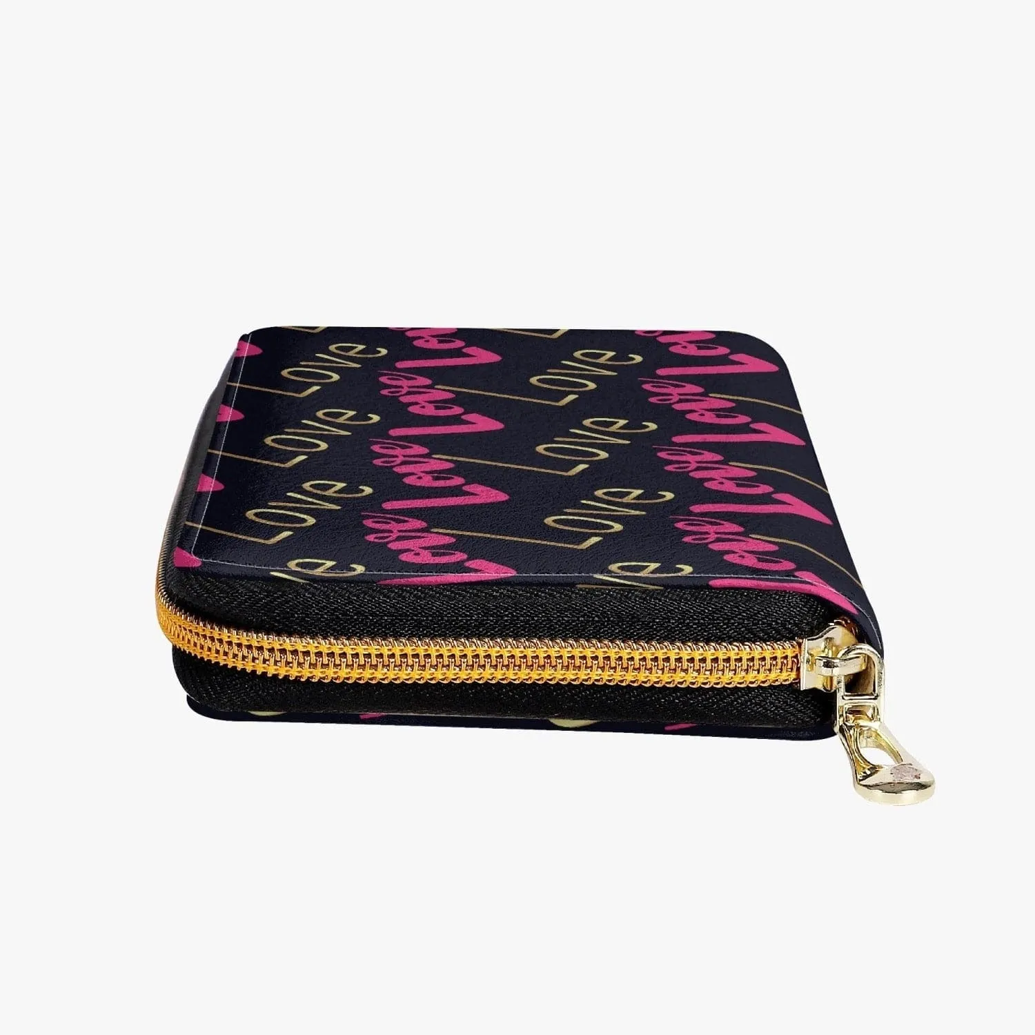 Uniquely You Zipper Wallet - Purse / Pink & Gold Love Print