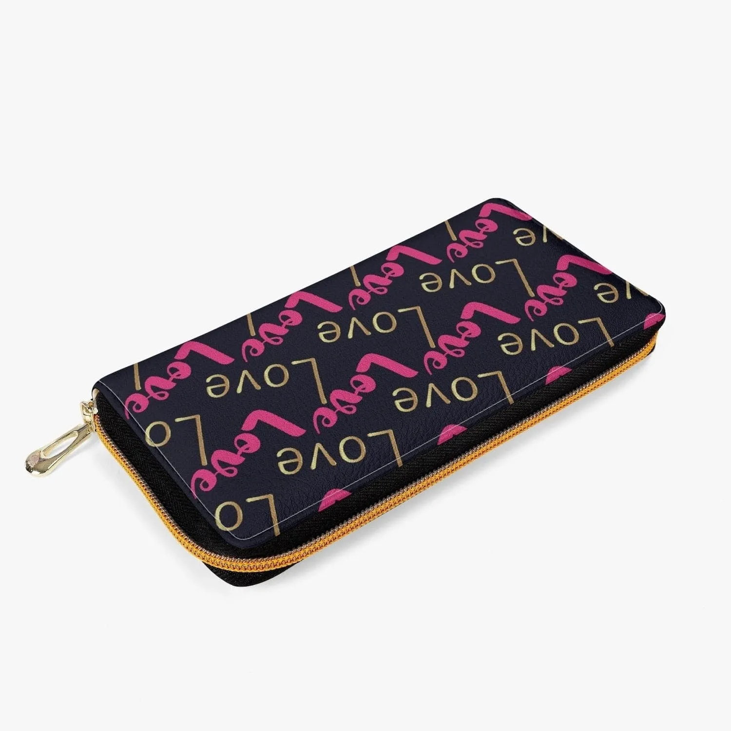 Uniquely You Zipper Wallet - Purse / Pink & Gold Love Print