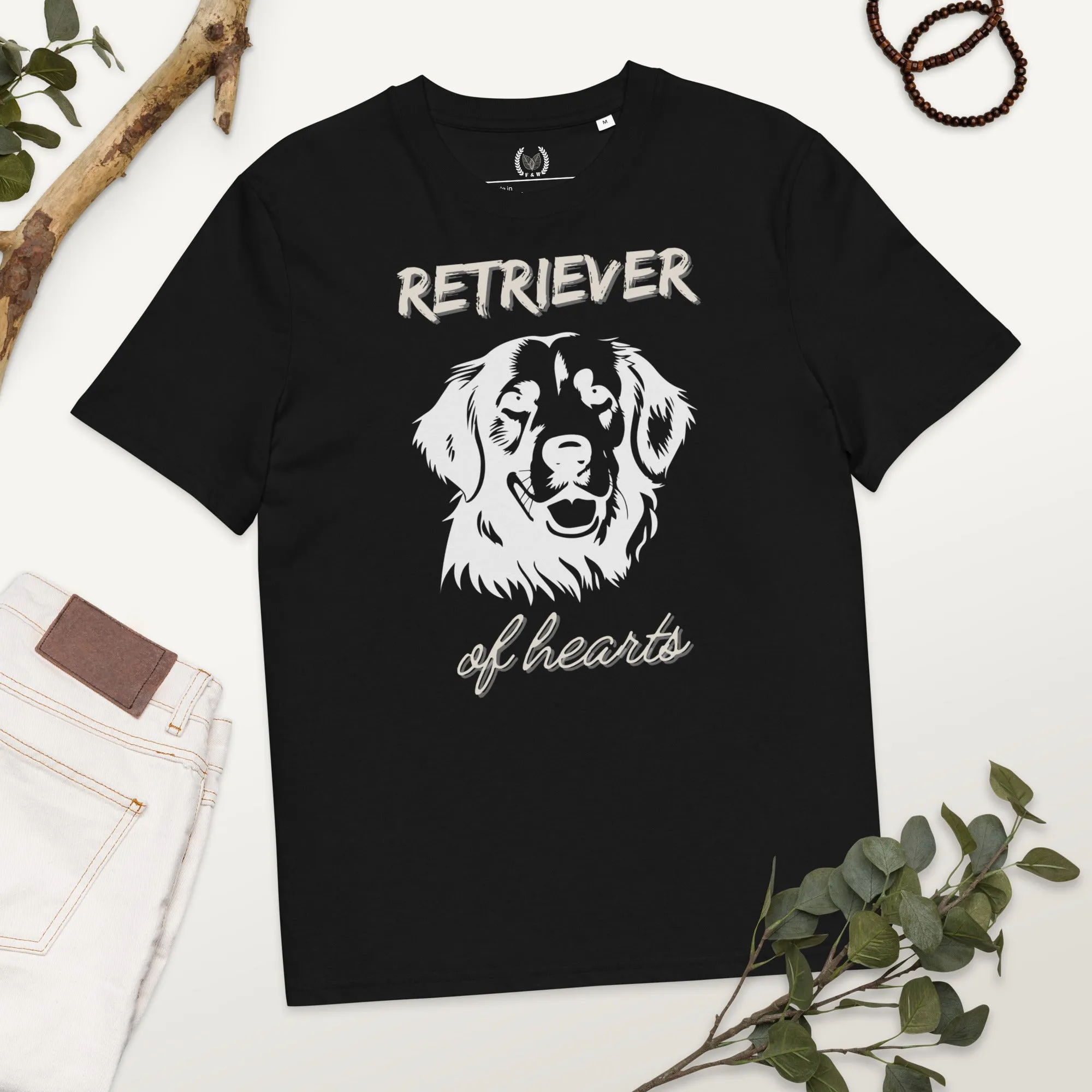 Vegan 100% Organic Cotton T-Shirt with Golden Retriever Print