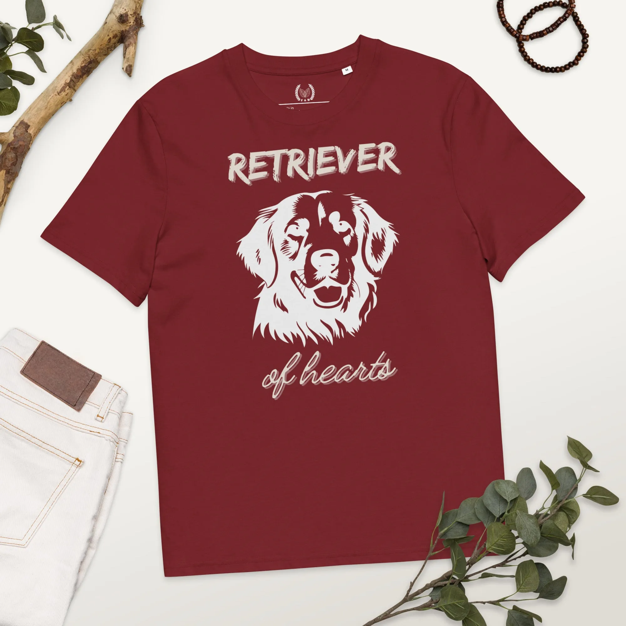 Vegan 100% Organic Cotton T-Shirt with Golden Retriever Print