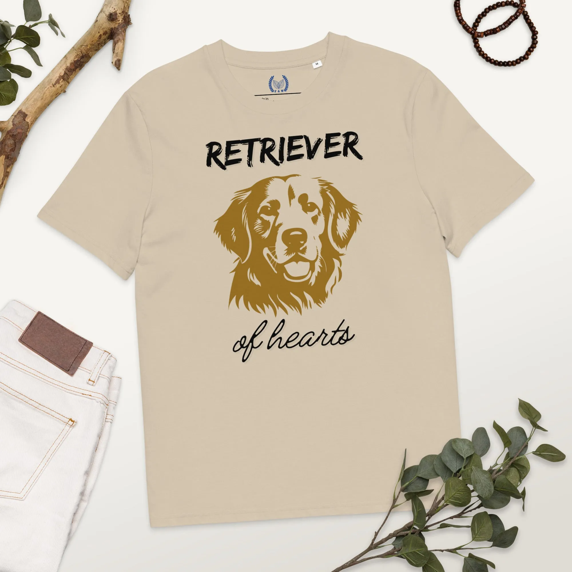 Vegan 100% Organic Cotton T-Shirt with Golden Retriever Print