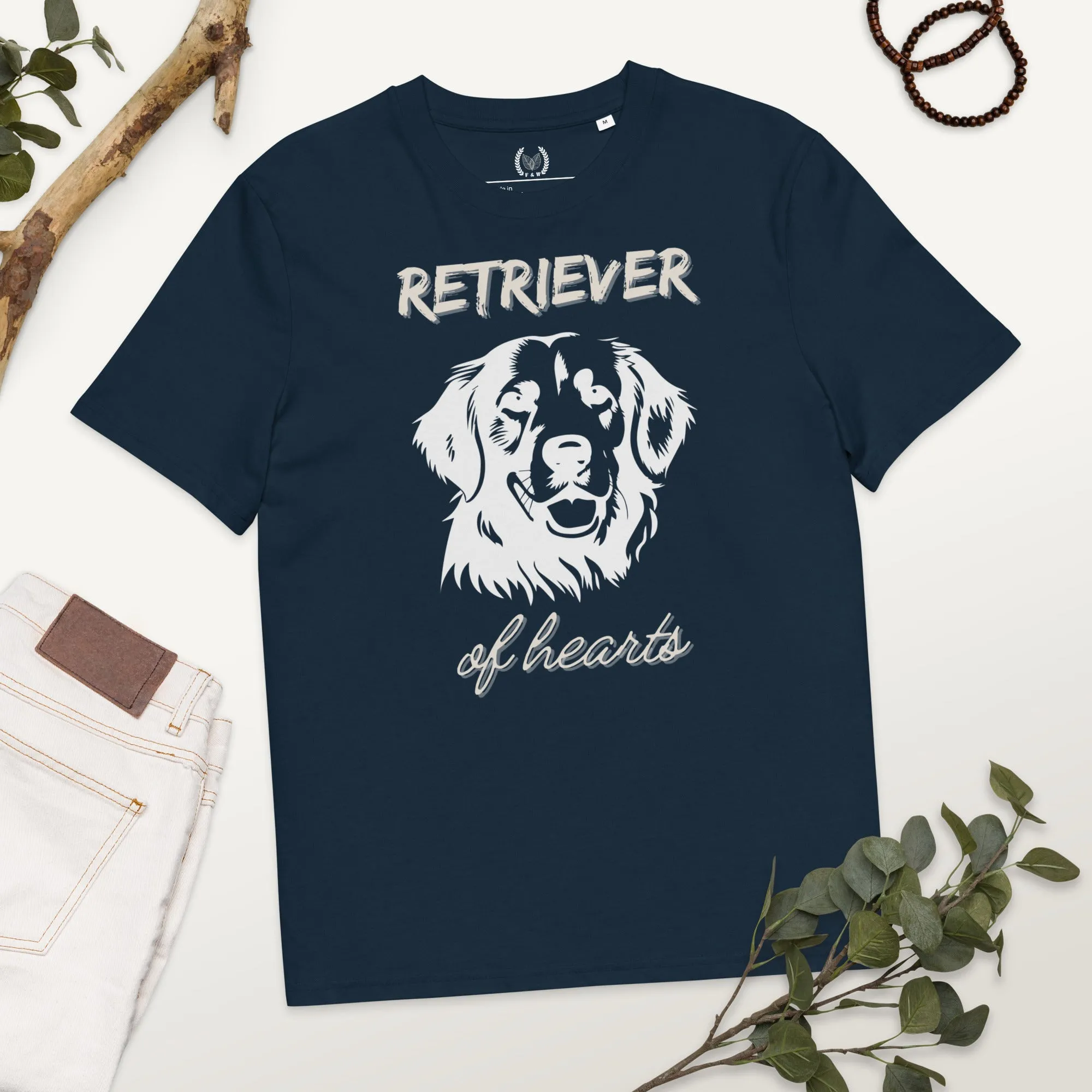 Vegan 100% Organic Cotton T-Shirt with Golden Retriever Print