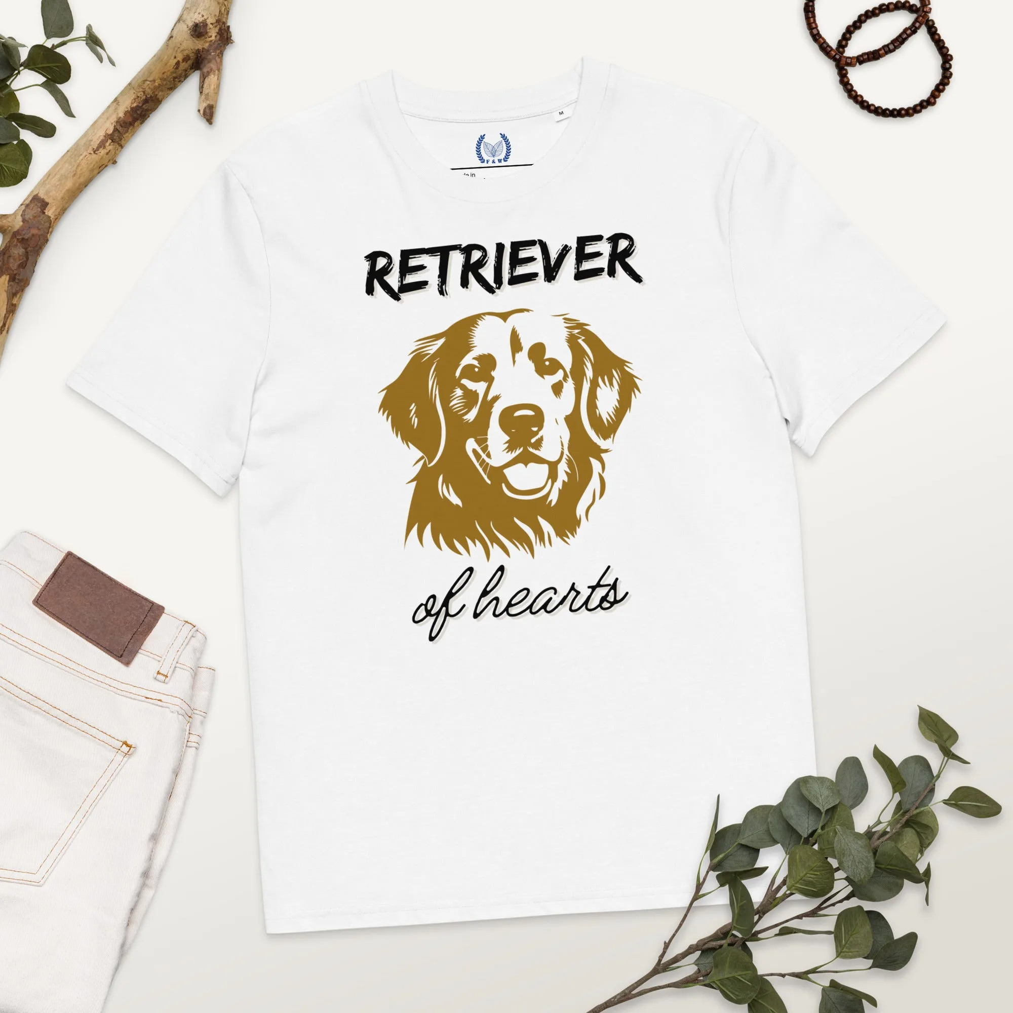 Vegan 100% Organic Cotton T-Shirt with Golden Retriever Print