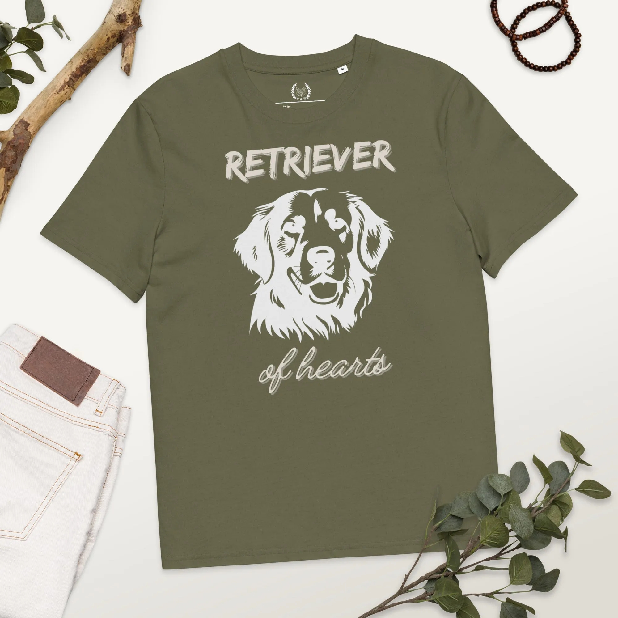 Vegan 100% Organic Cotton T-Shirt with Golden Retriever Print