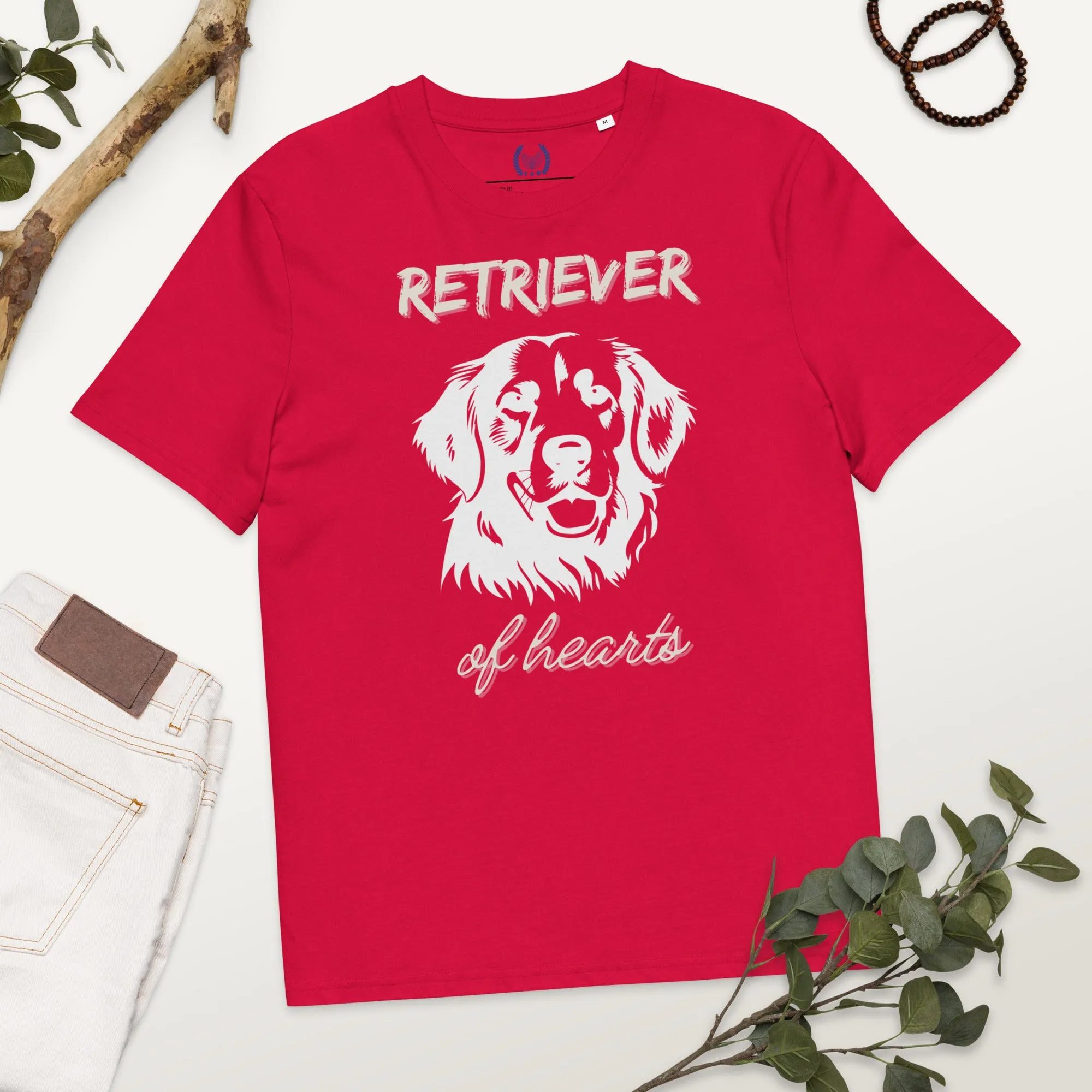 Vegan 100% Organic Cotton T-Shirt with Golden Retriever Print