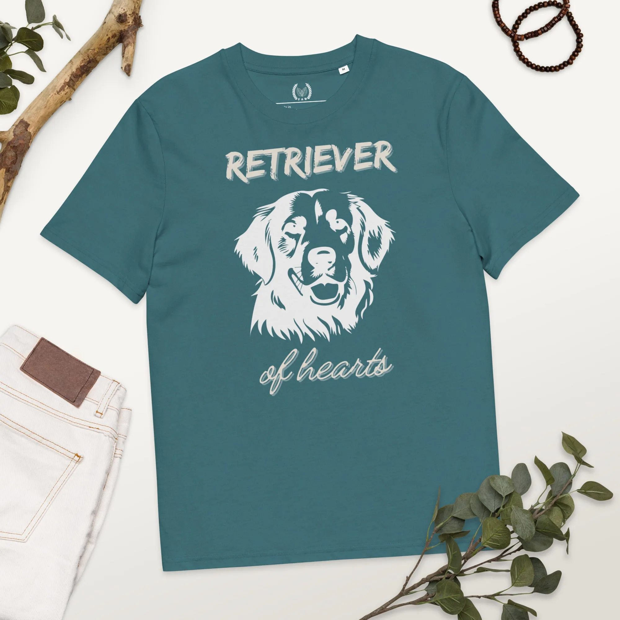 Vegan 100% Organic Cotton T-Shirt with Golden Retriever Print