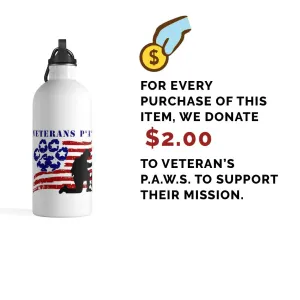 Veteran's P.A.W.S. Branded Stainless Steel Water Bottle