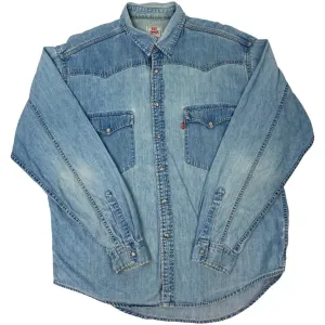 Vintage 90s Levi’s Denim Pearl Snap Button Up Western Shirt XXL