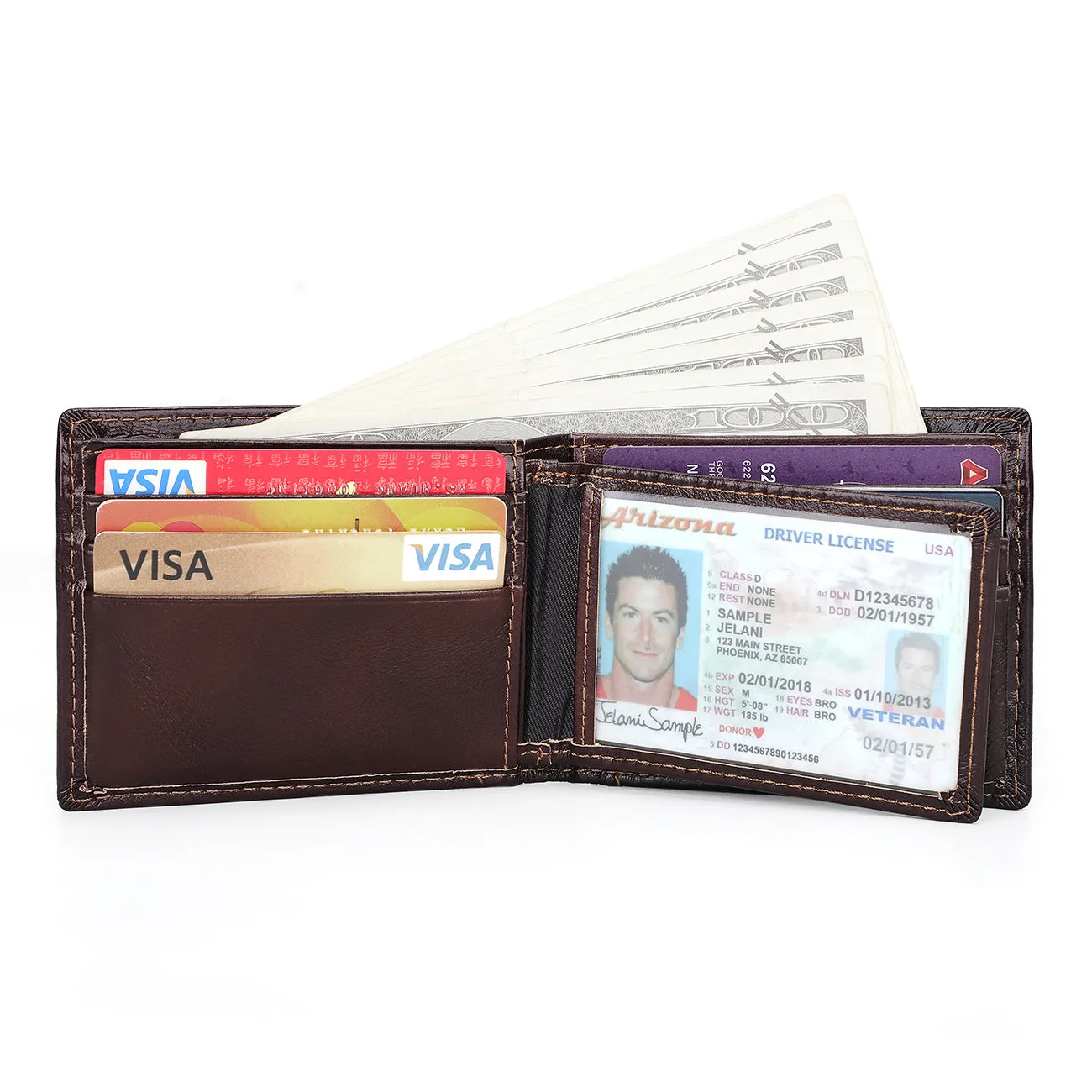 Vintage Cowhide Leather RIFD Wallet for Men 8108