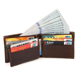 Vintage Cowhide Leather RIFD Wallet for Men 8108