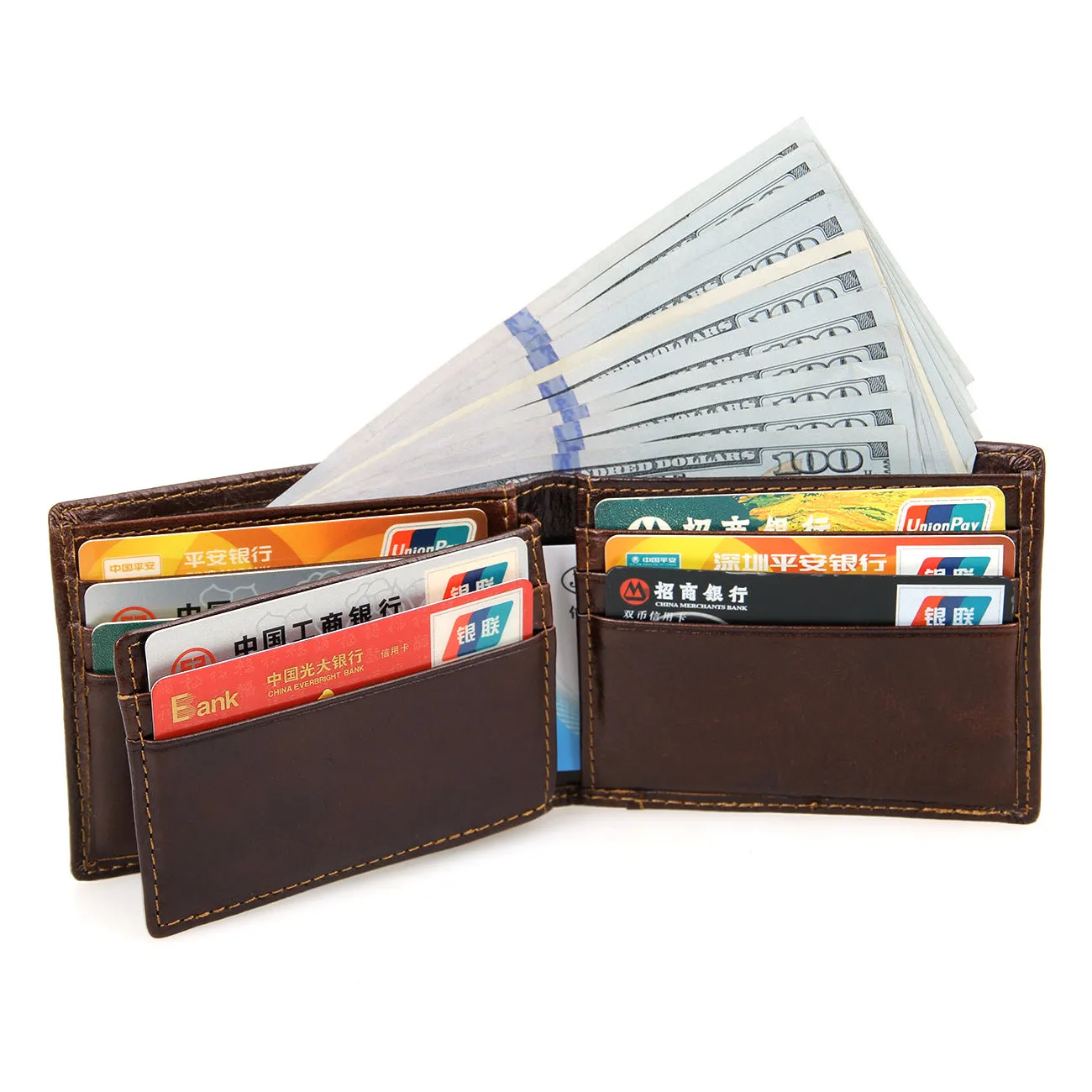 Vintage Cowhide Leather RIFD Wallet for Men 8108