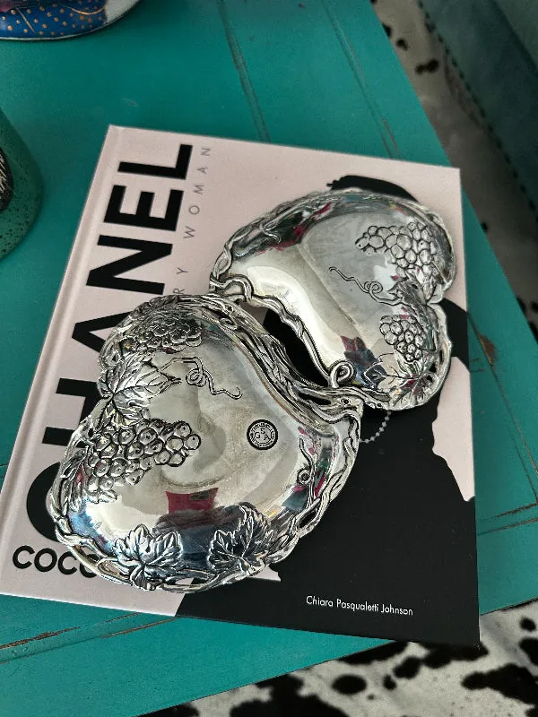 Vintage Heart dish, Goddinger Silverplate, Grapevine Pattern