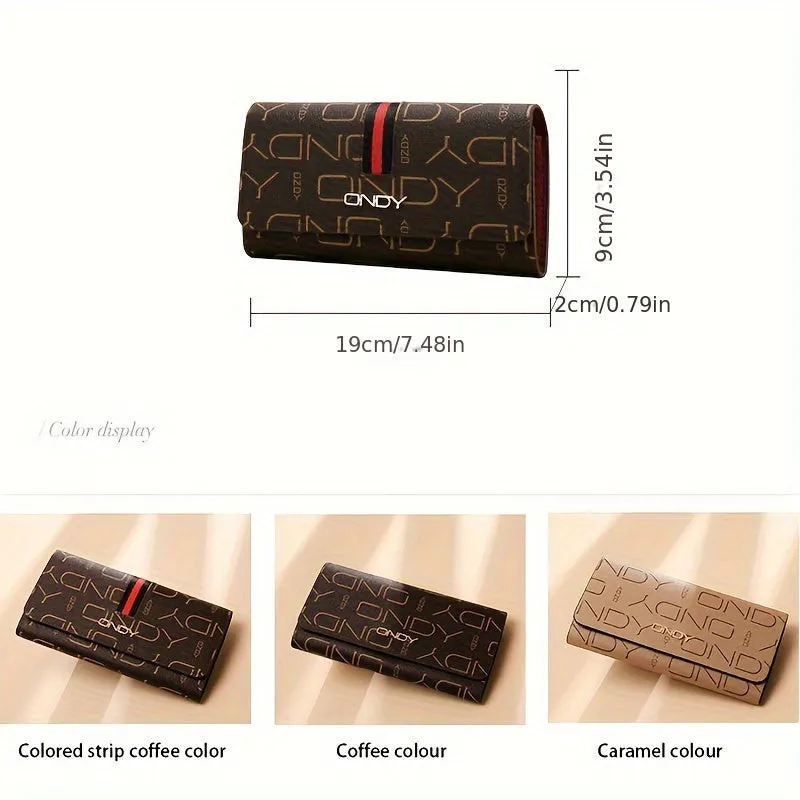 Vintage Letters Pattern Long Clutch Wallet, Elegant Textured Coin Purse For Women, Simple Elegant Credit Card Bag