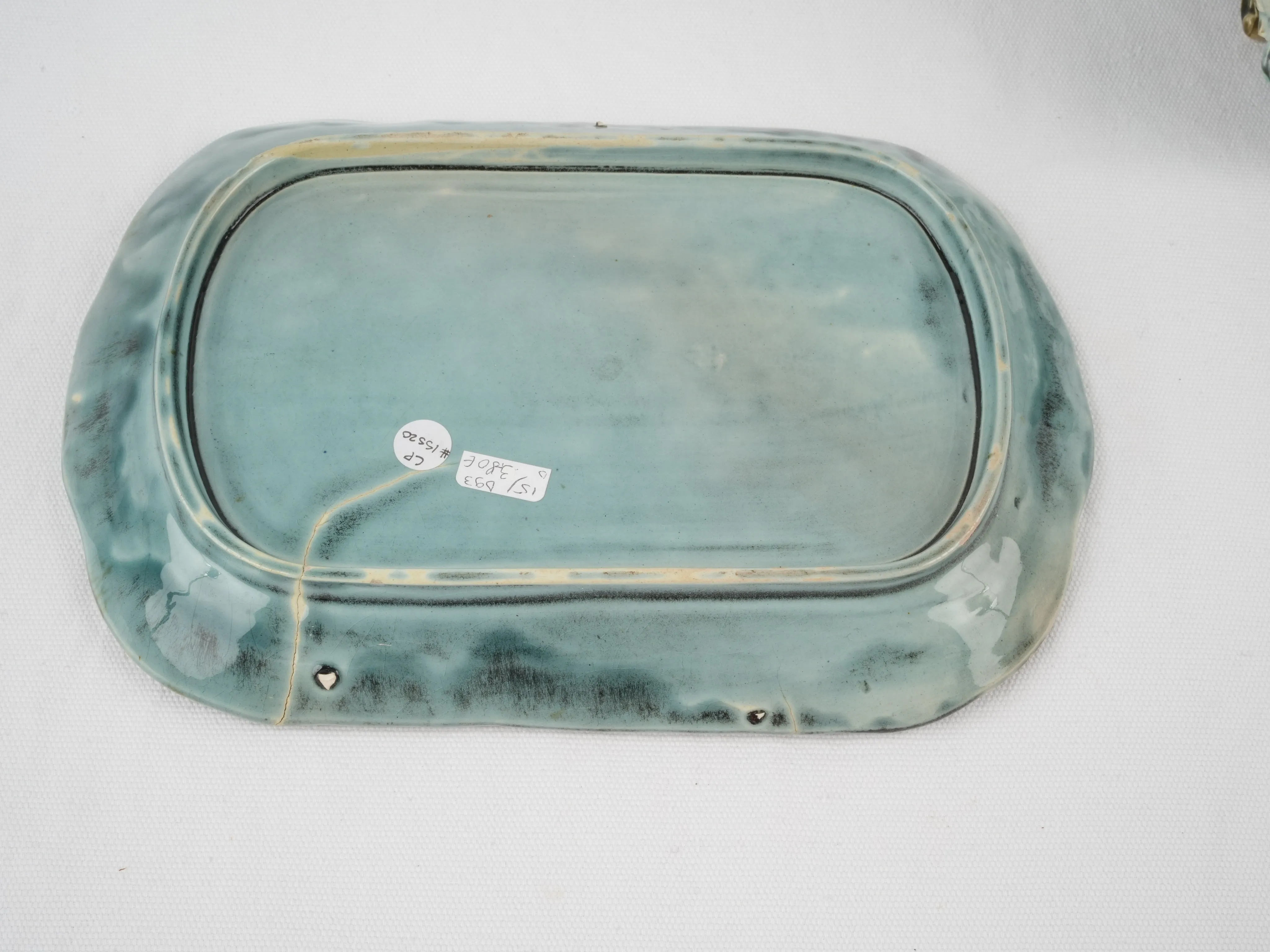 Vintage Majolica asparagus cradle w/ platter