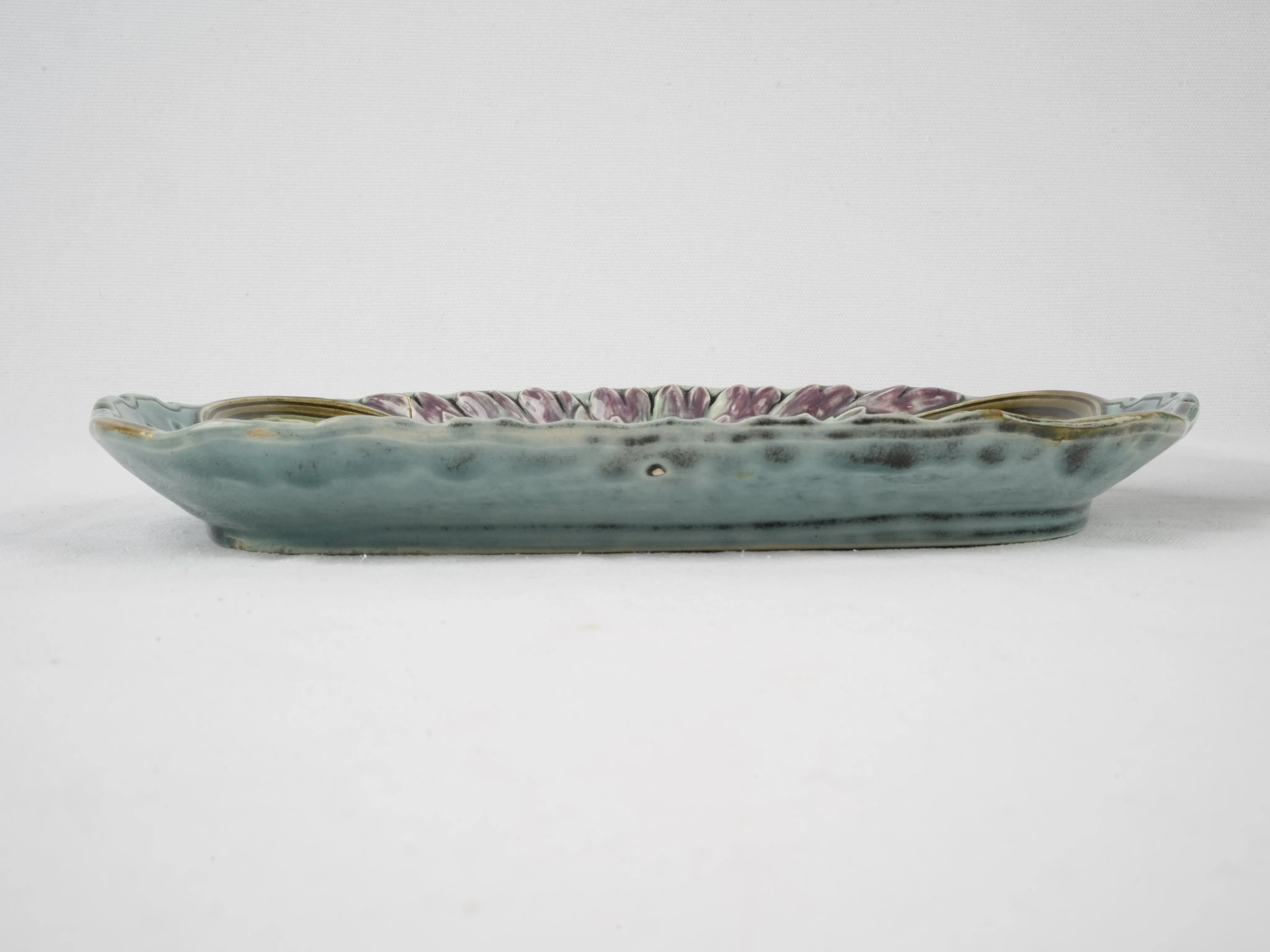 Vintage Majolica asparagus cradle w/ platter
