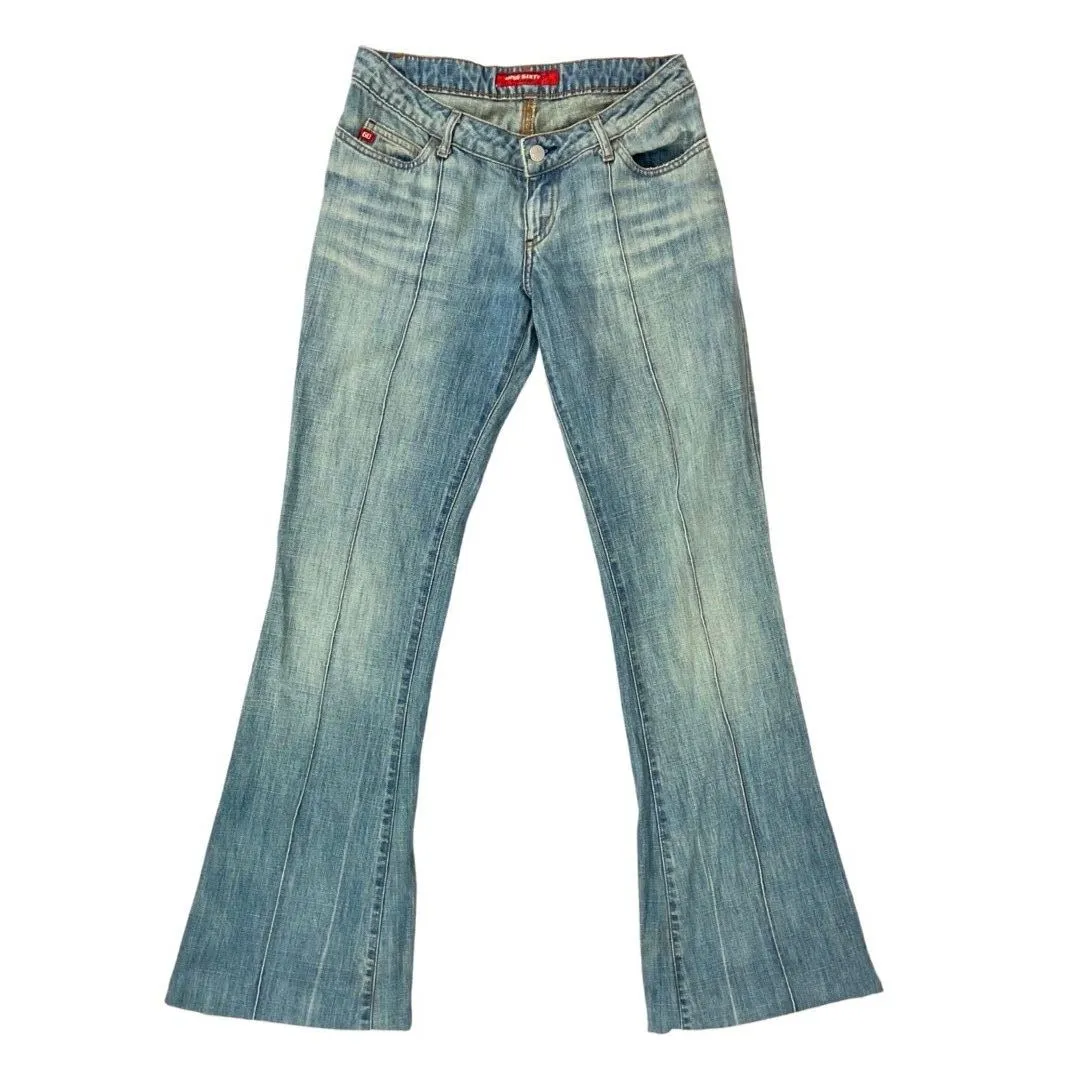 Vintage Y2K Blue Acid Wash Miss Sixty Hipster Low-Rise Bootcut Denim Jeans S 10