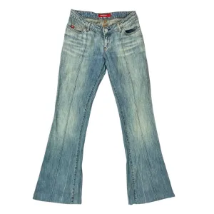 Vintage Y2K Blue Acid Wash Miss Sixty Hipster Low-Rise Bootcut Denim Jeans S 10