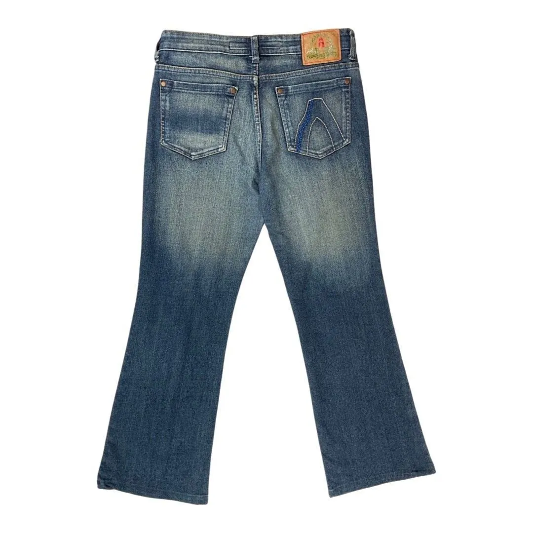 Vintage Y2K Dark Blue Nobody’s Distressed Bootcut Denim Jeans 30 Waist S