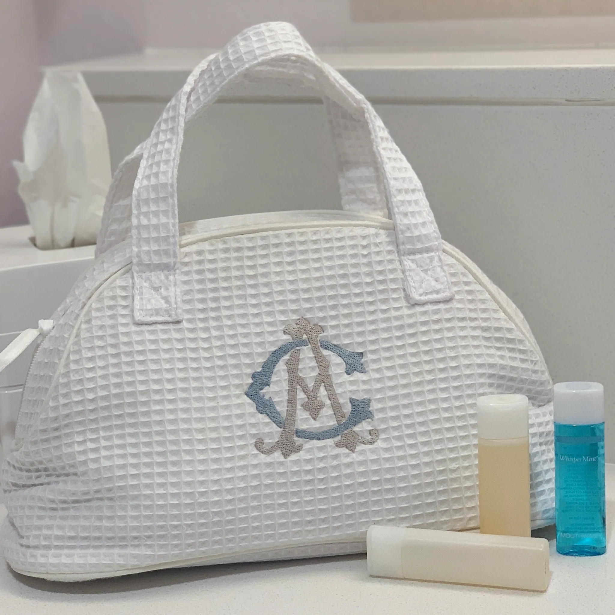 Waffle Weave Toiletry Bag / Makeup Bag Set