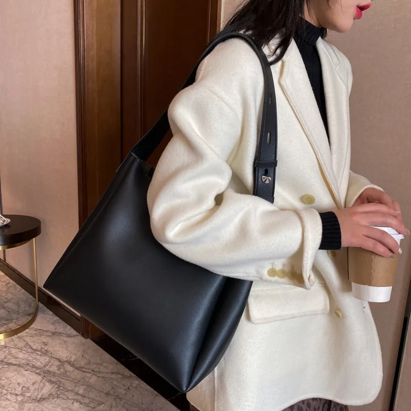 Women Handbag 2 Piece Large Capacity Shoulder Bags High Quality Leather Bags Ladies Wild Bag