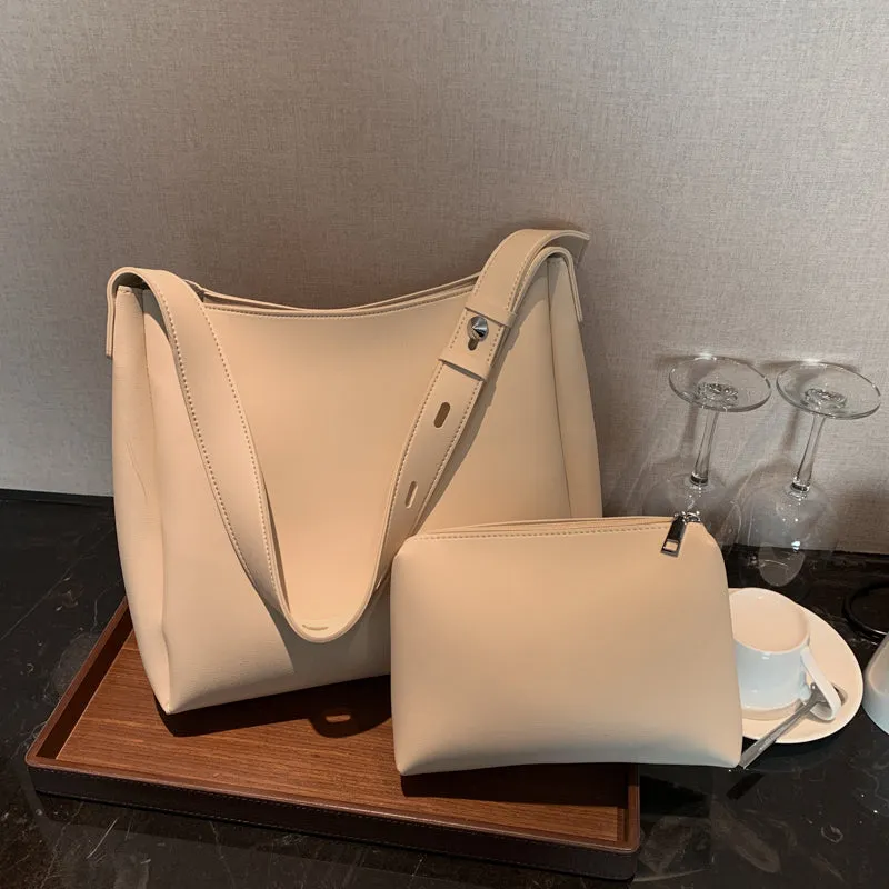 Women Handbag 2 Piece Large Capacity Shoulder Bags High Quality Leather Bags Ladies Wild Bag