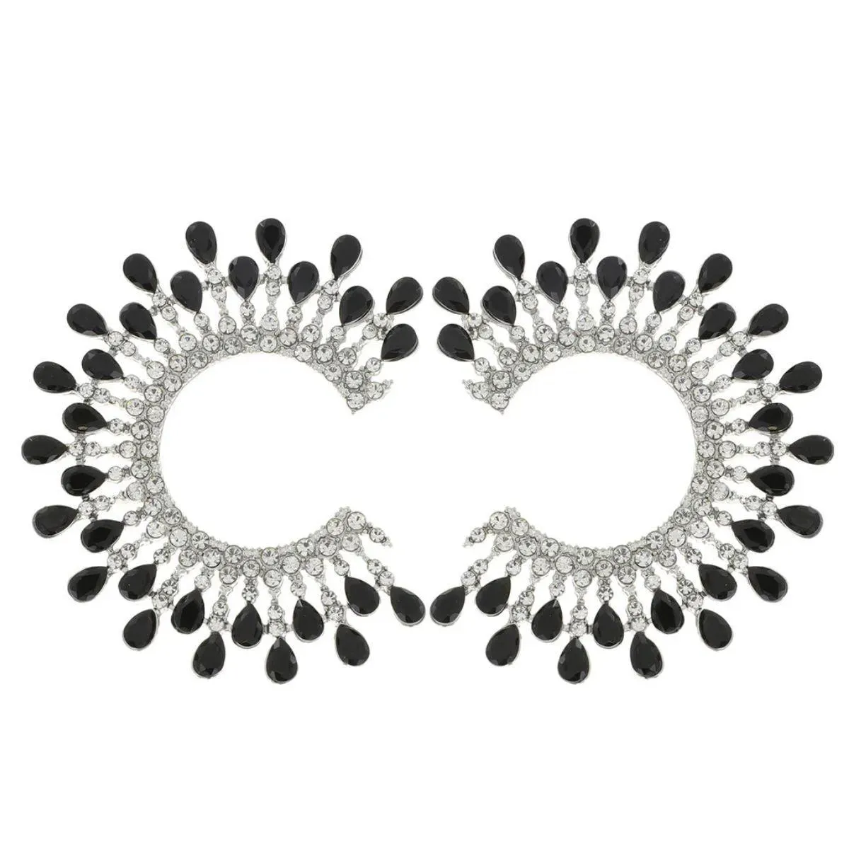 Women's Black & Gold C-Shape Studs: Edgy Elegance for Your Ears