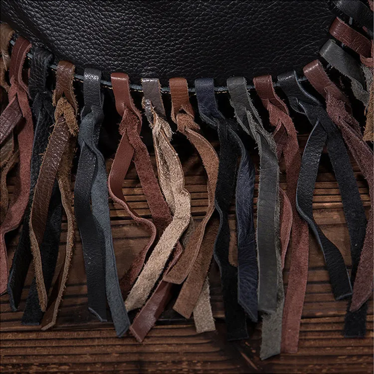 Women's Hobo Leather Fringe Handbags Purse Tote Bag With Zipper for Women