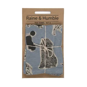 Woof Tea Towel Set - Blue Haze