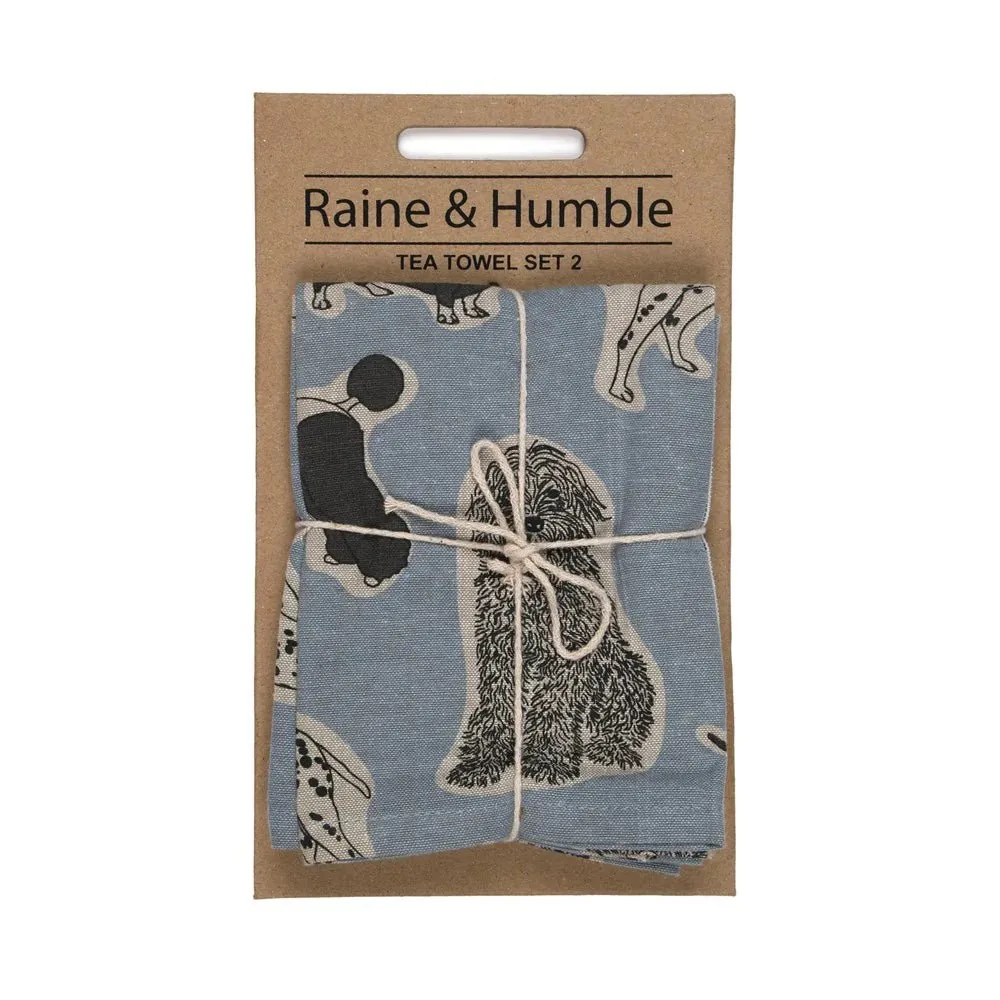 Woof Tea Towel Set - Blue Haze