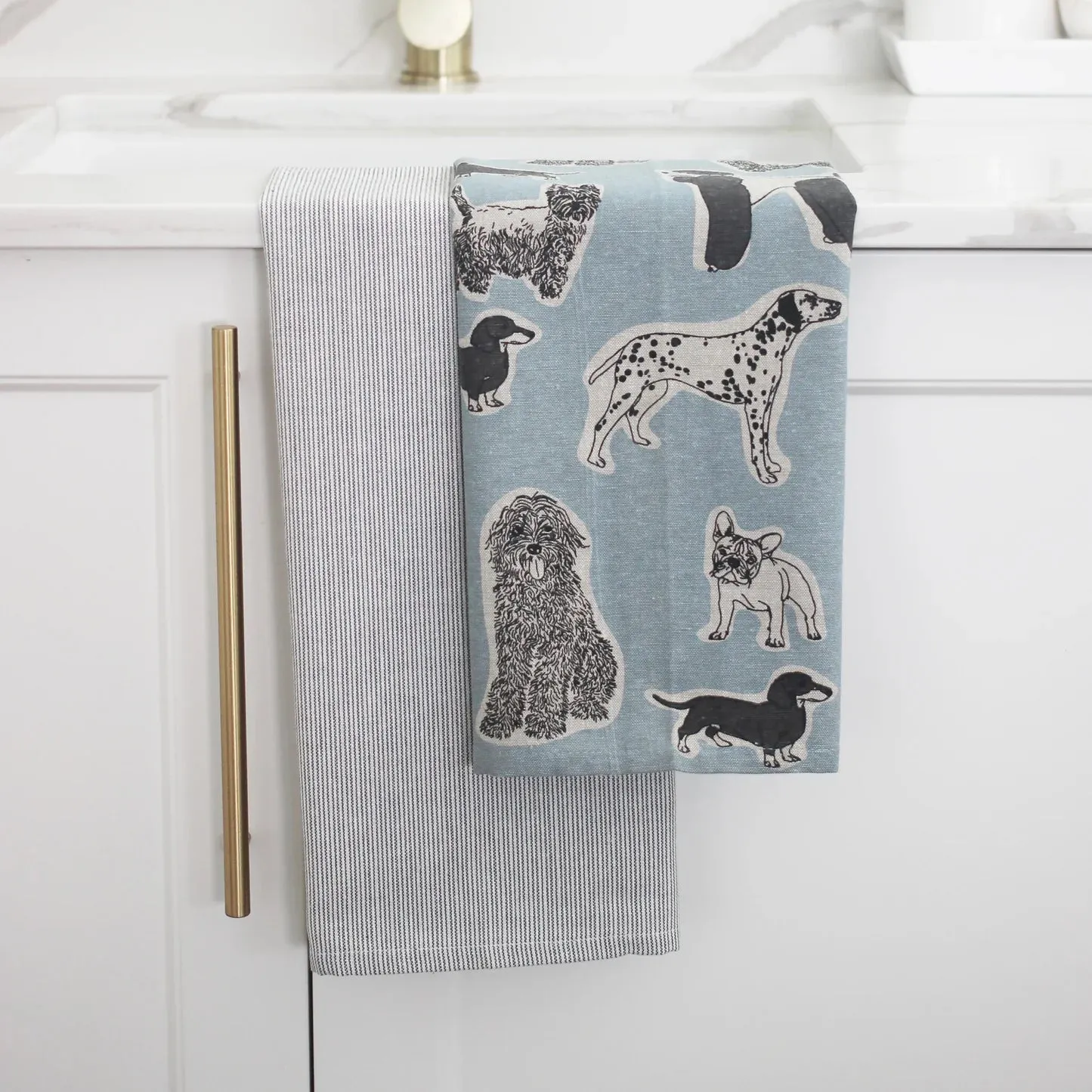 Woof Tea Towel Set - Blue Haze