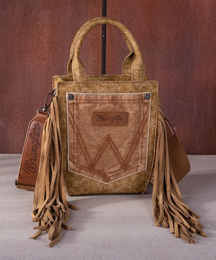 Wrangler Denim Pocket Fringe Crossbody Tote
