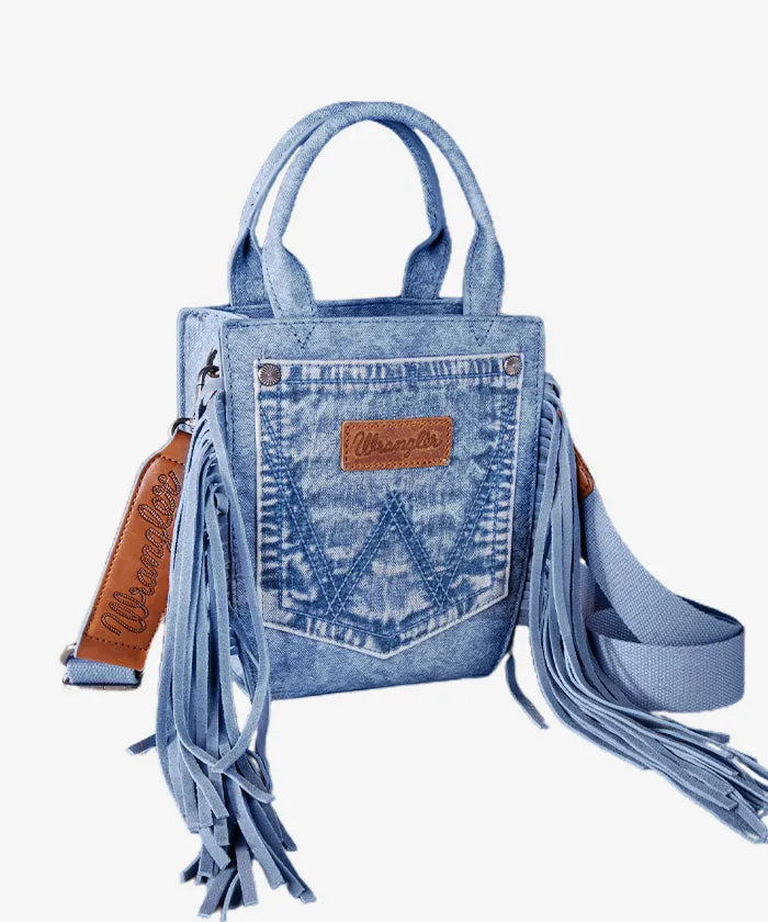Wrangler Denim Pocket Fringe Crossbody Tote