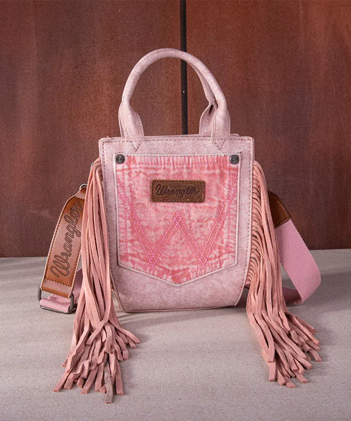 Wrangler Denim Pocket Fringe Crossbody Tote