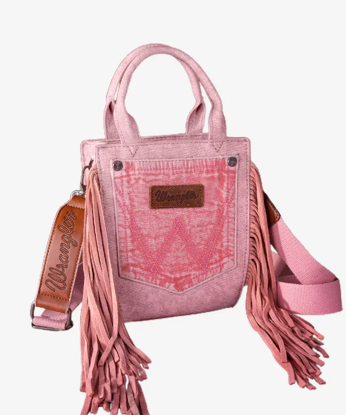 Wrangler Denim Pocket Fringe Crossbody Tote