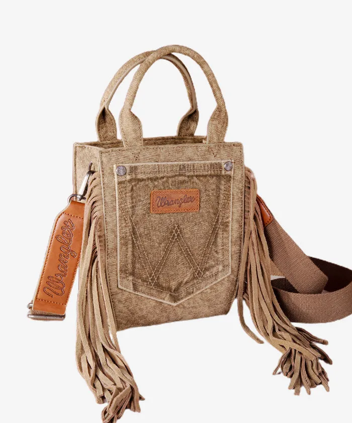 Wrangler Denim Pocket Fringe Crossbody Tote