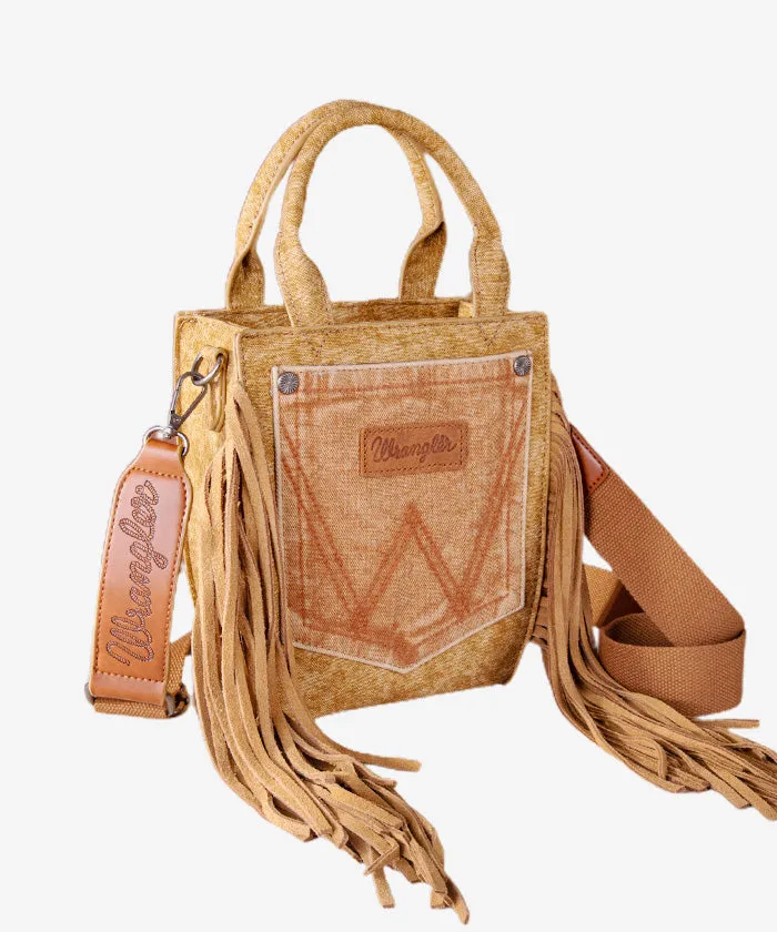 Wrangler Denim Pocket Fringe Crossbody Tote