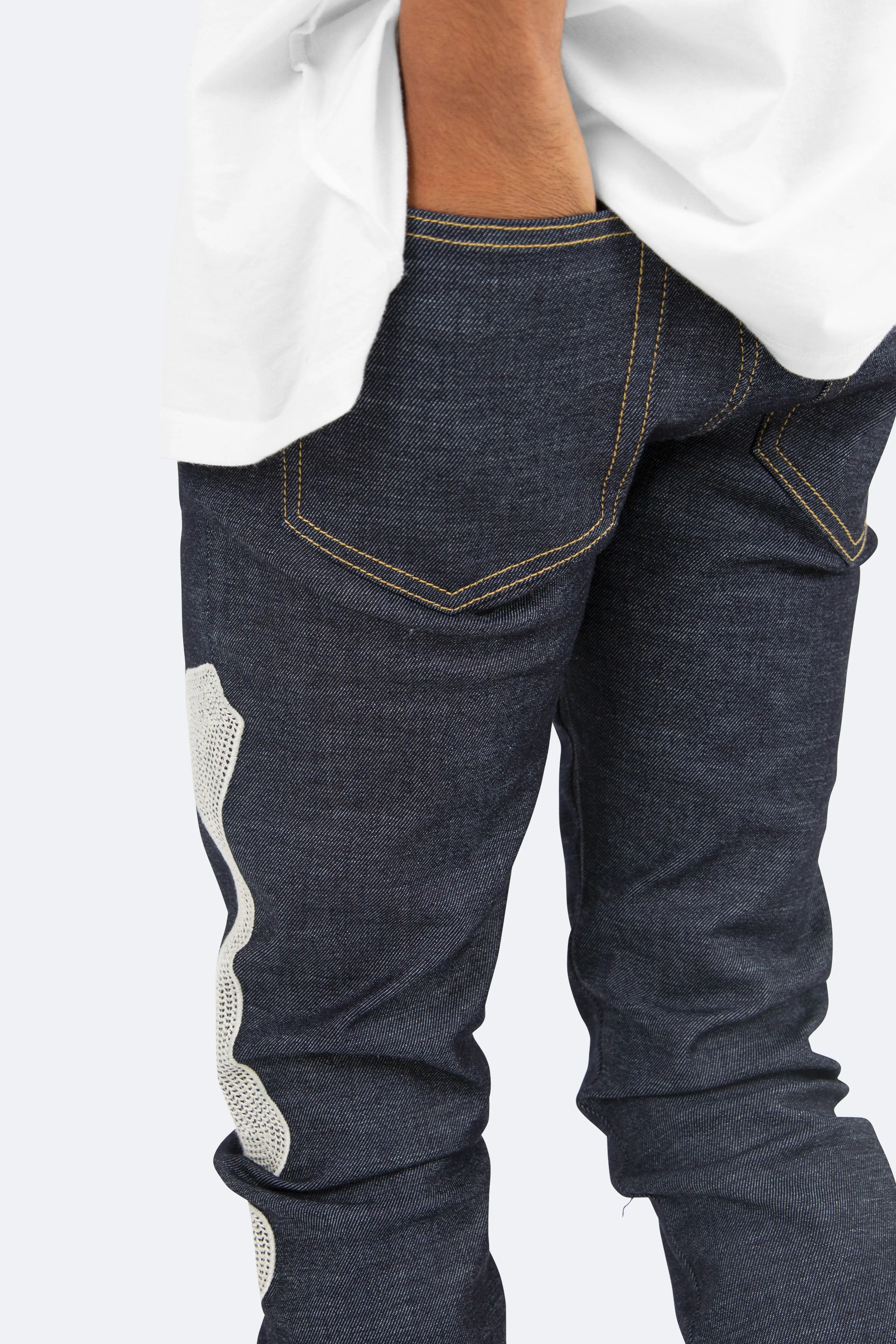 X199 Stretch Skeleton Denim - Raw Blue