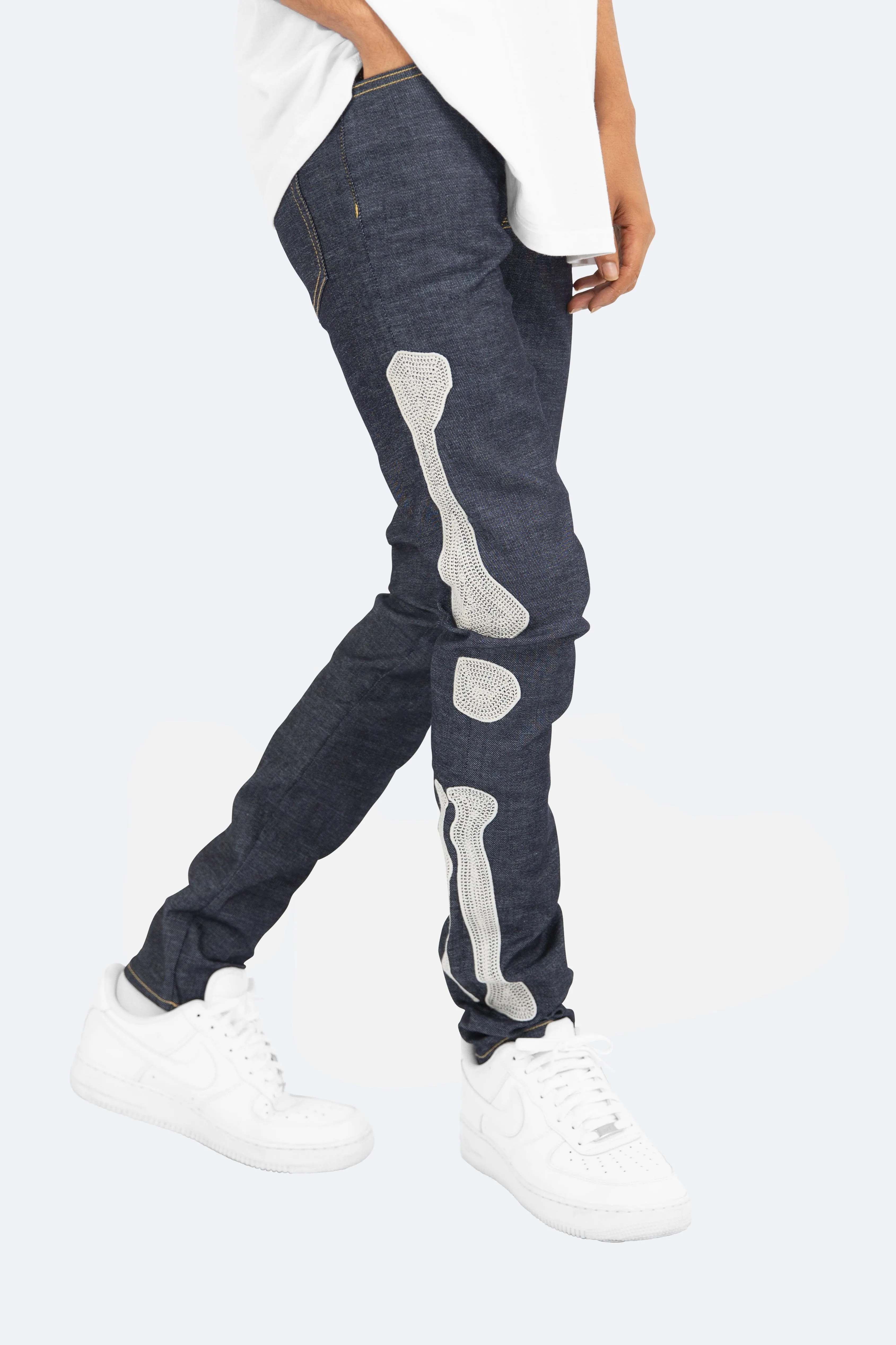 X199 Stretch Skeleton Denim - Raw Blue