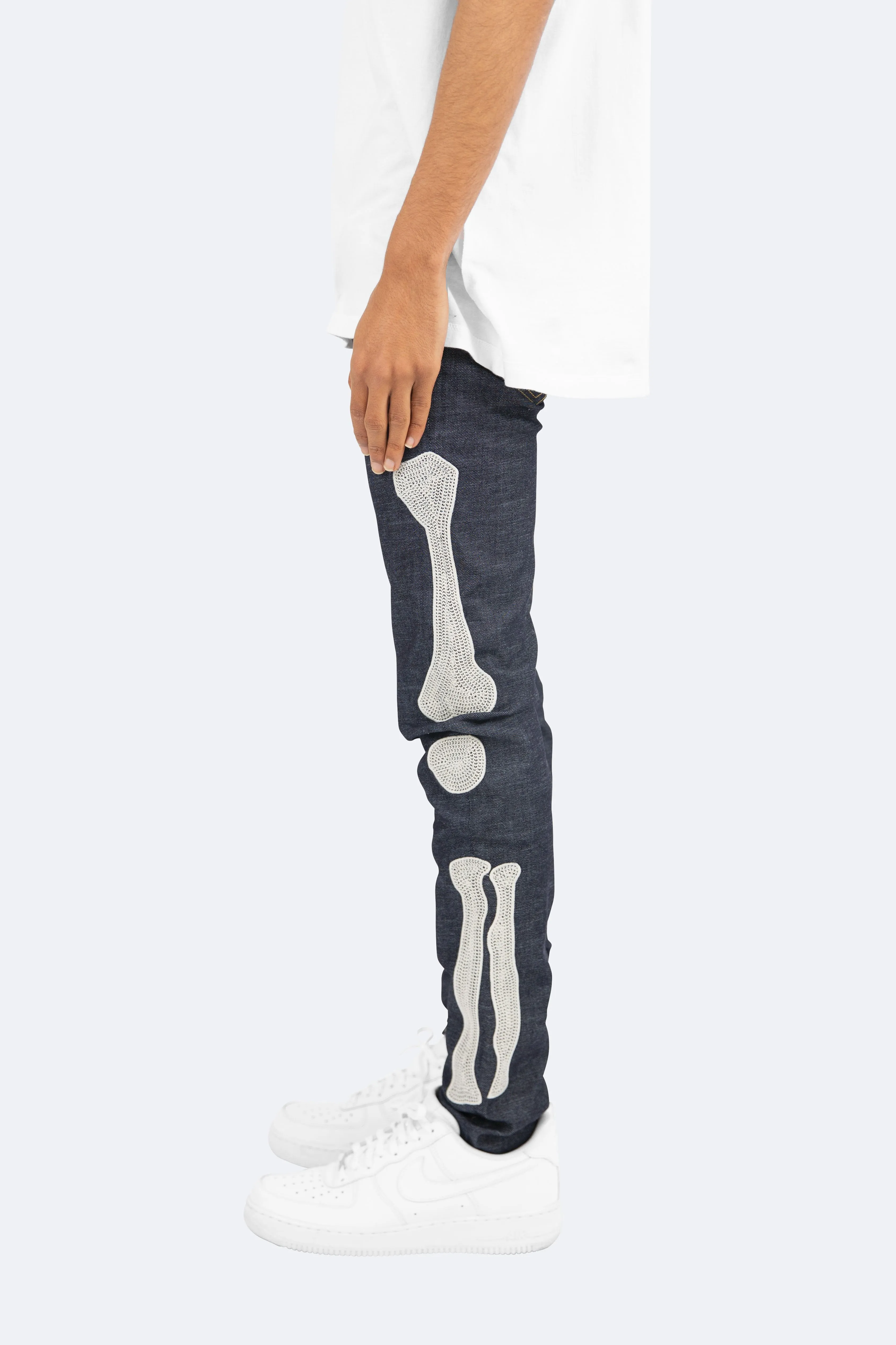 X199 Stretch Skeleton Denim - Raw Blue